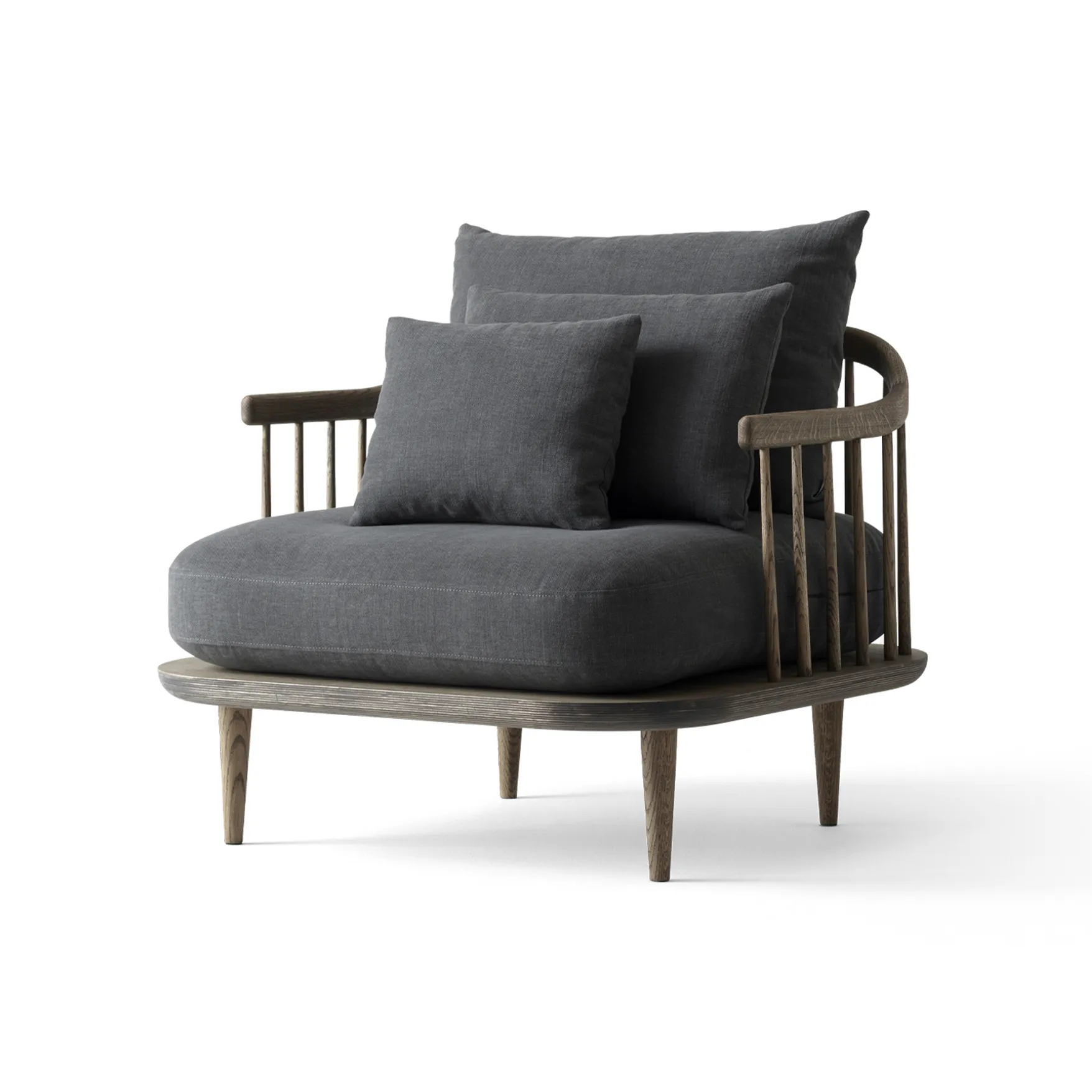 Fly fauteuil SC1, gerookt geolied eikenhout + grijze stof &Tradition