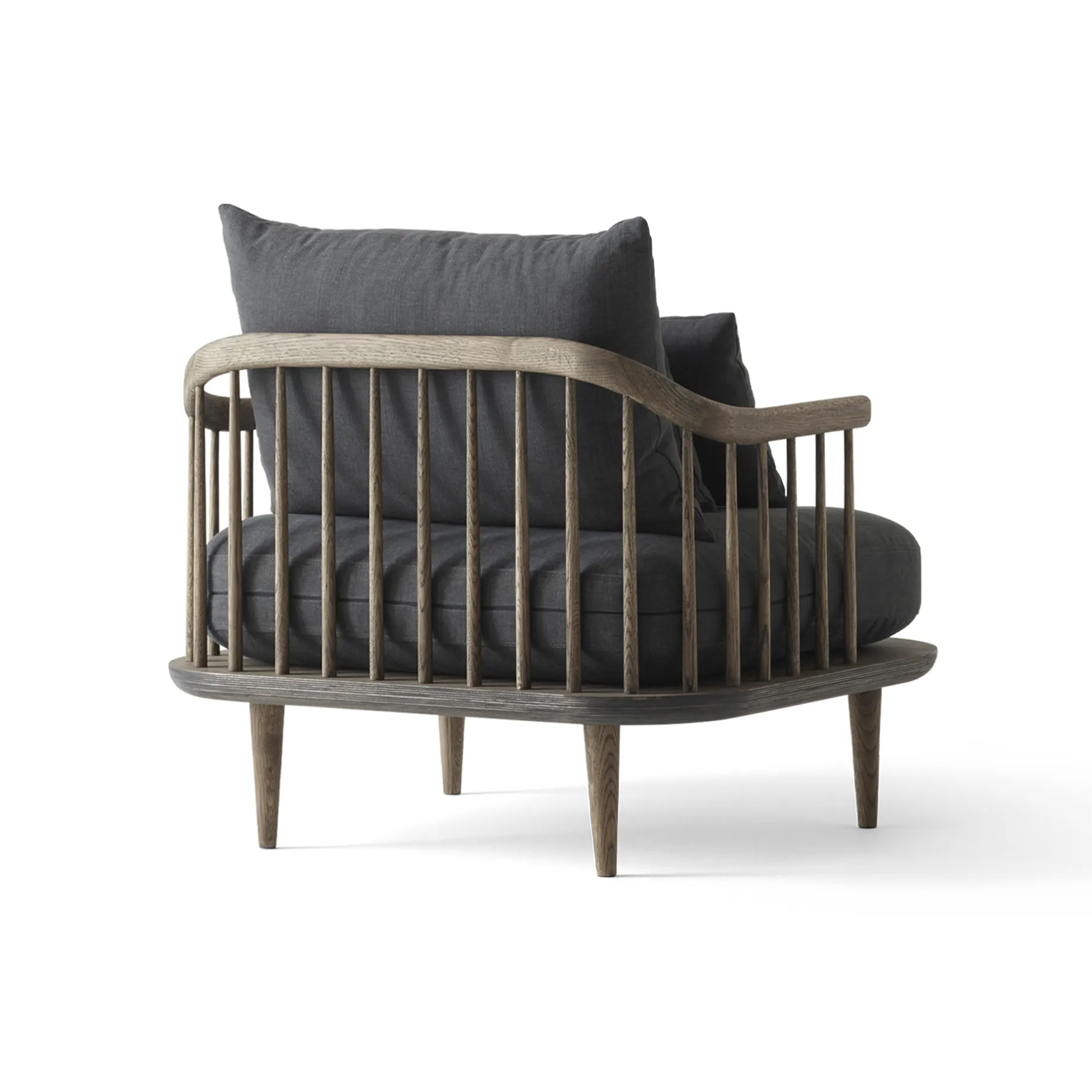 Fly fauteuil SC1, gerookt geolied eikenhout + grijze stof &Tradition