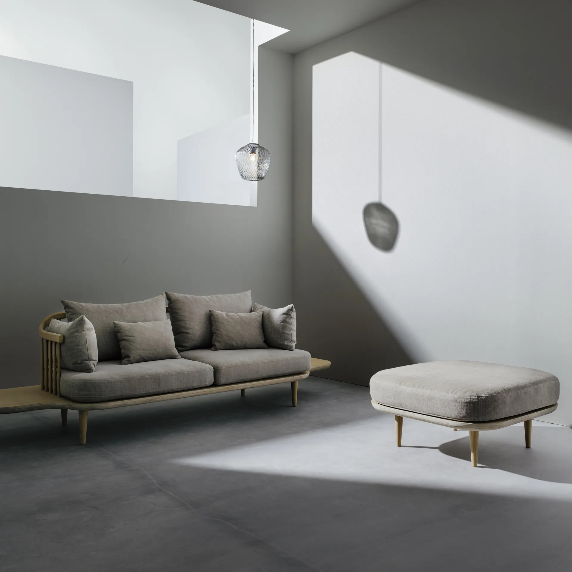 Fly zitpoef SC9, licht geolied eiken + beige textiel &Tradition