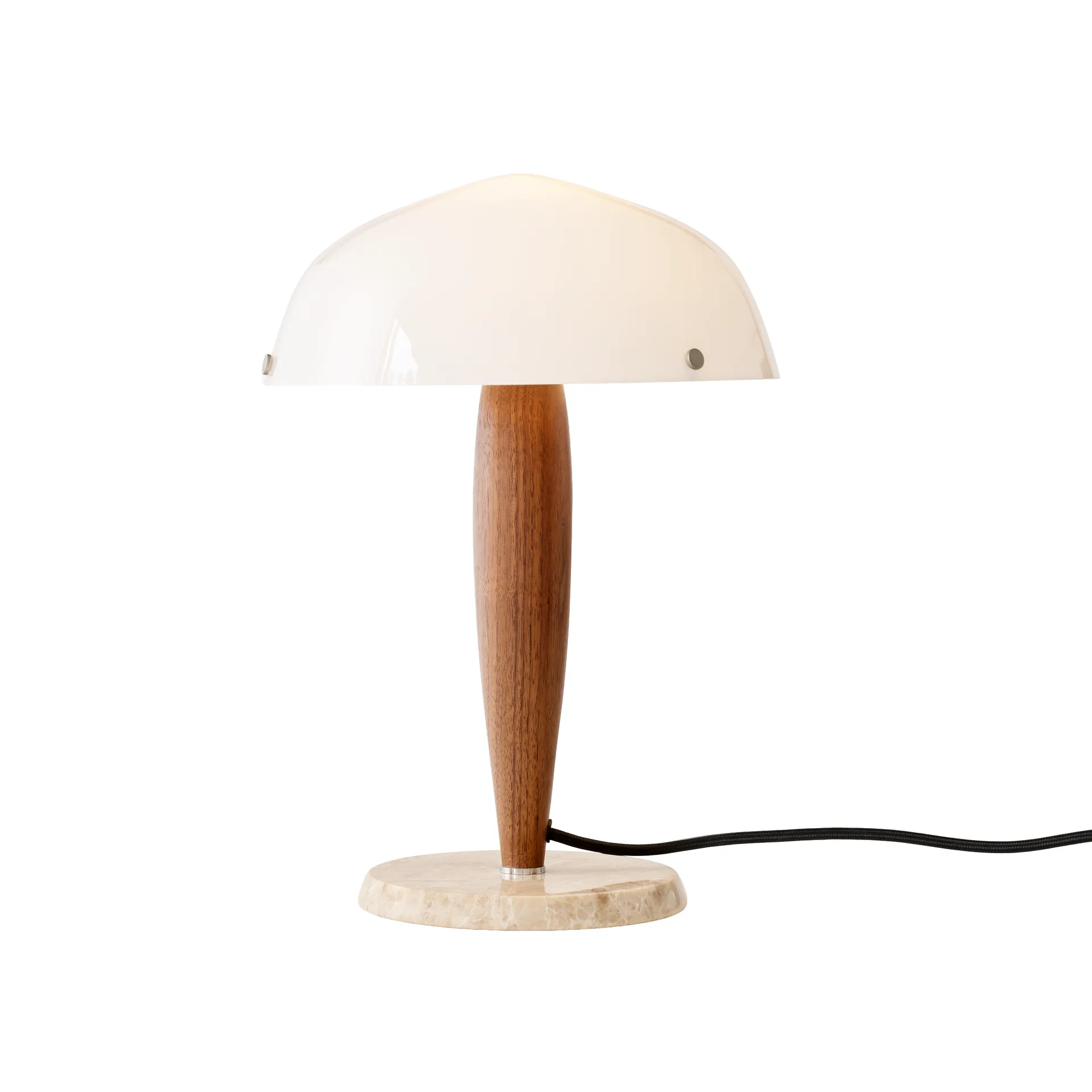 Herman SHY3 tafellamp, walnut & cream marble, textielsnoer &Tradition