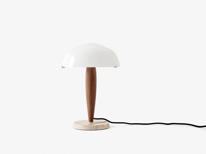 Herman SHY3 tafellamp, walnut & cream marble, textielsnoer &Tradition