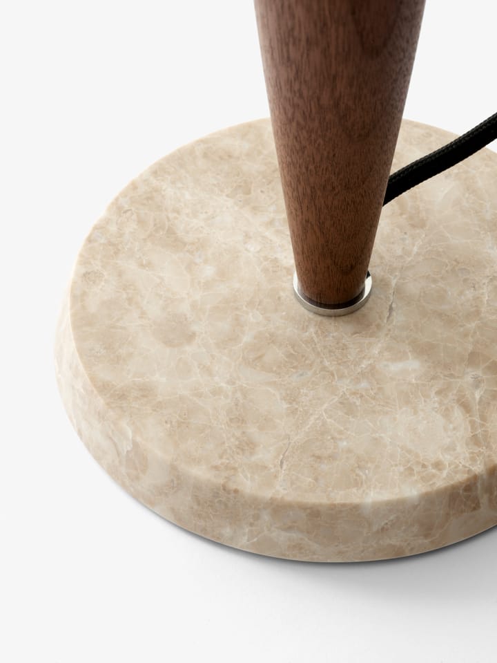 Herman SHY3 tafellamp, walnut & cream marble, textielsnoer &Tradition