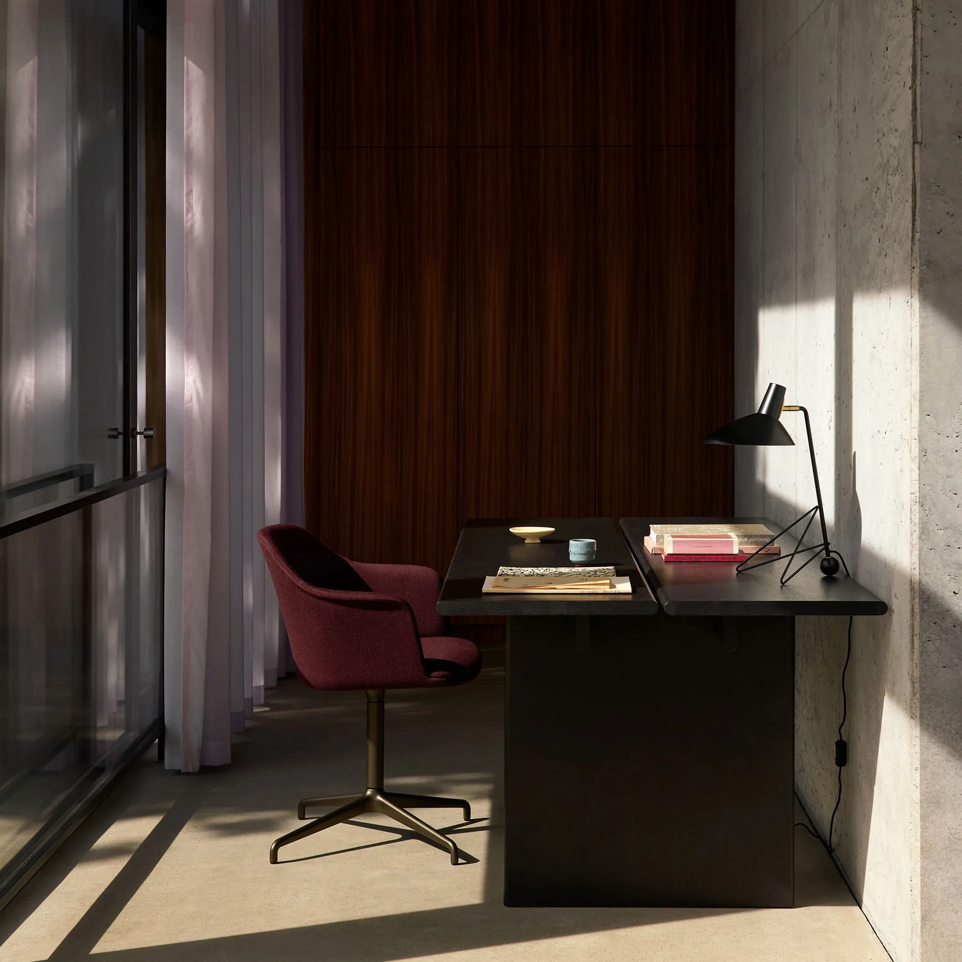 Ita OS1 eettafel met kabelbeheer 95x200 cm, Dark stained oak &Tradition