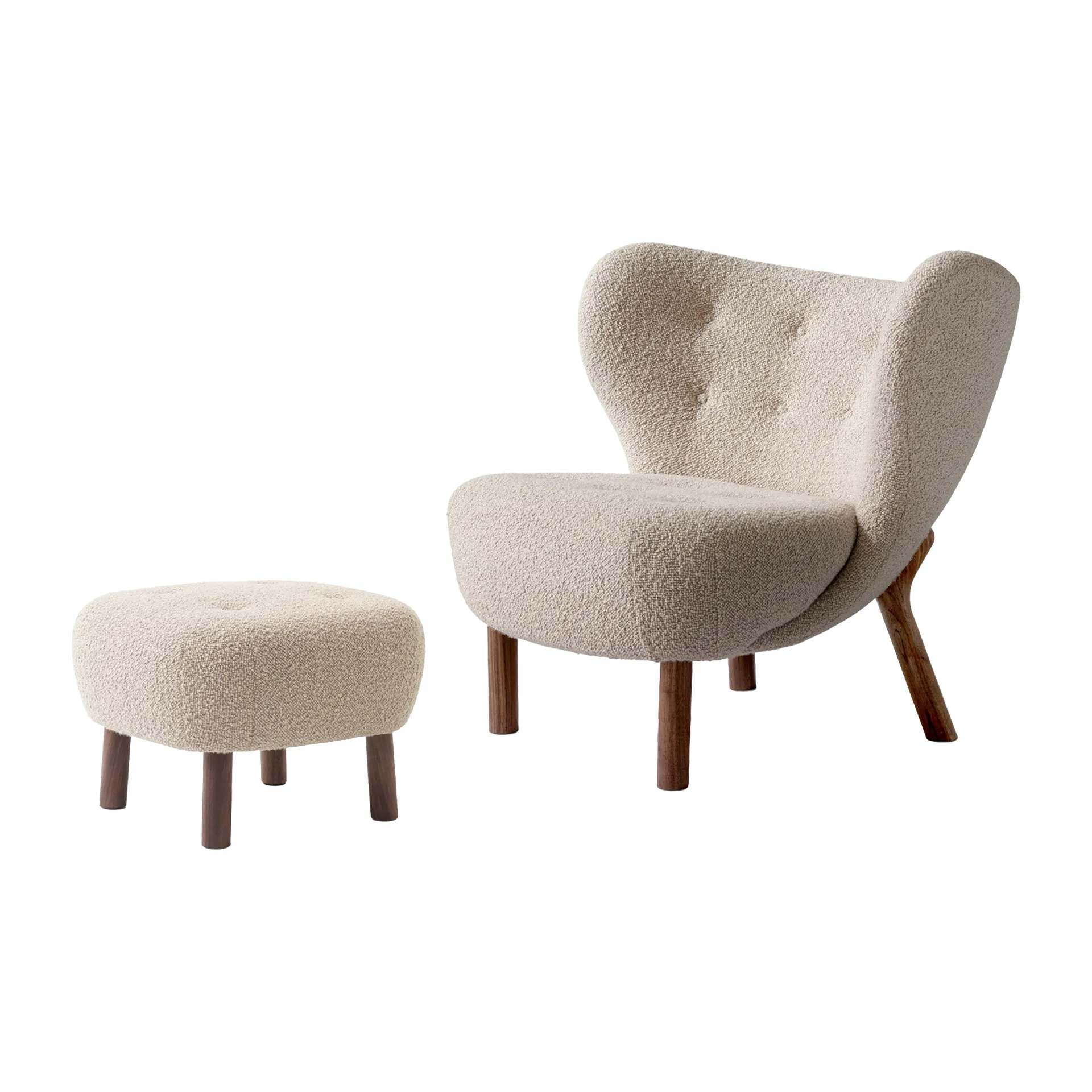 Little Petra VB1 fauteuil incl. poef ATD1, Geolied walnoot-Karakorum 003 &Tradition