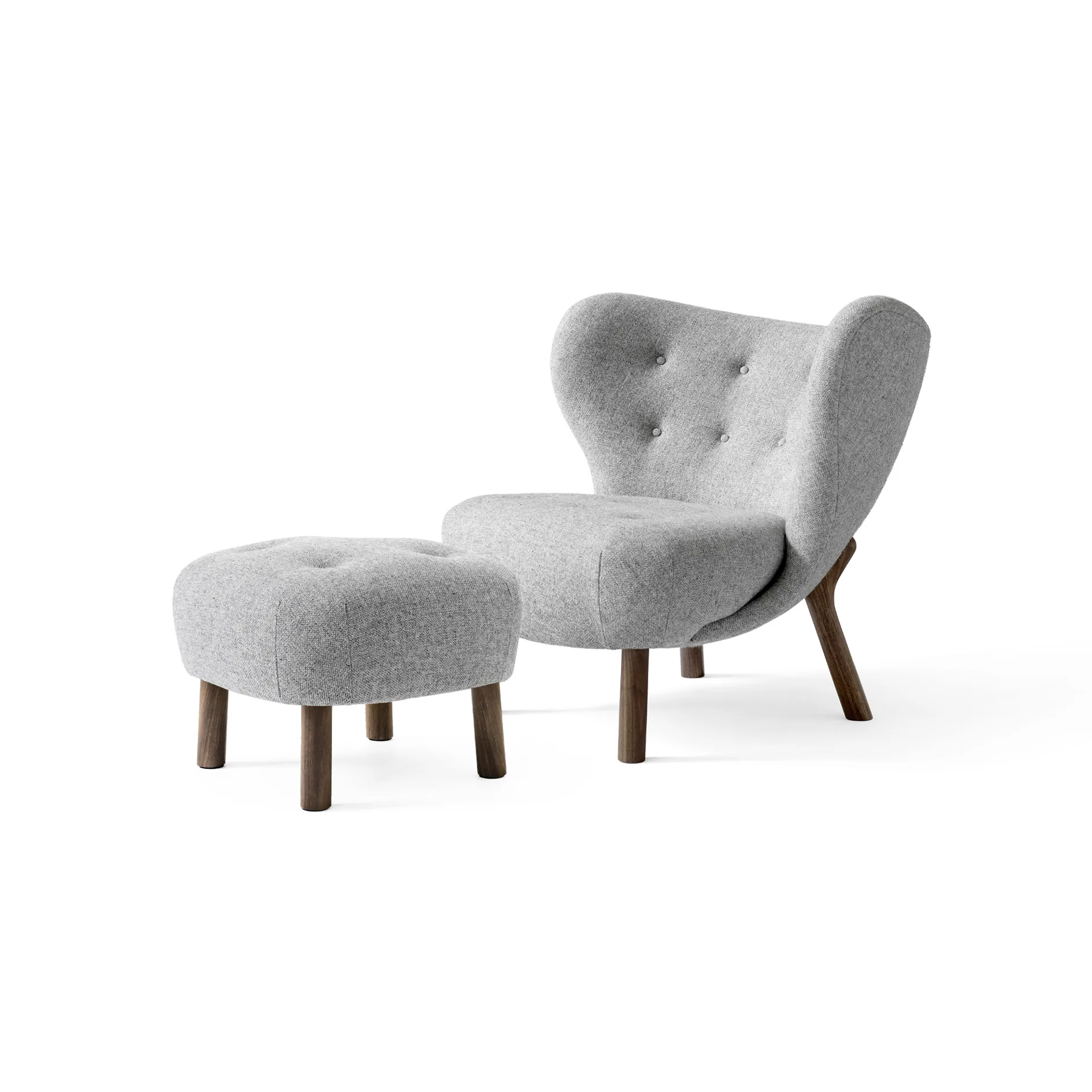 Little Petra VB1 fauteuil incl. poef ATD1, Geolied walnoothout-Hallingdal &Tradition
