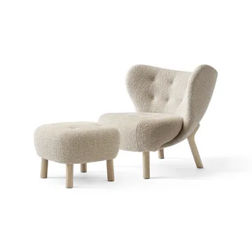 Little Petra VB1 fauteuil incl. poef ATD1 - Witgeolied eikenhout-Karakorum - &Tradition
