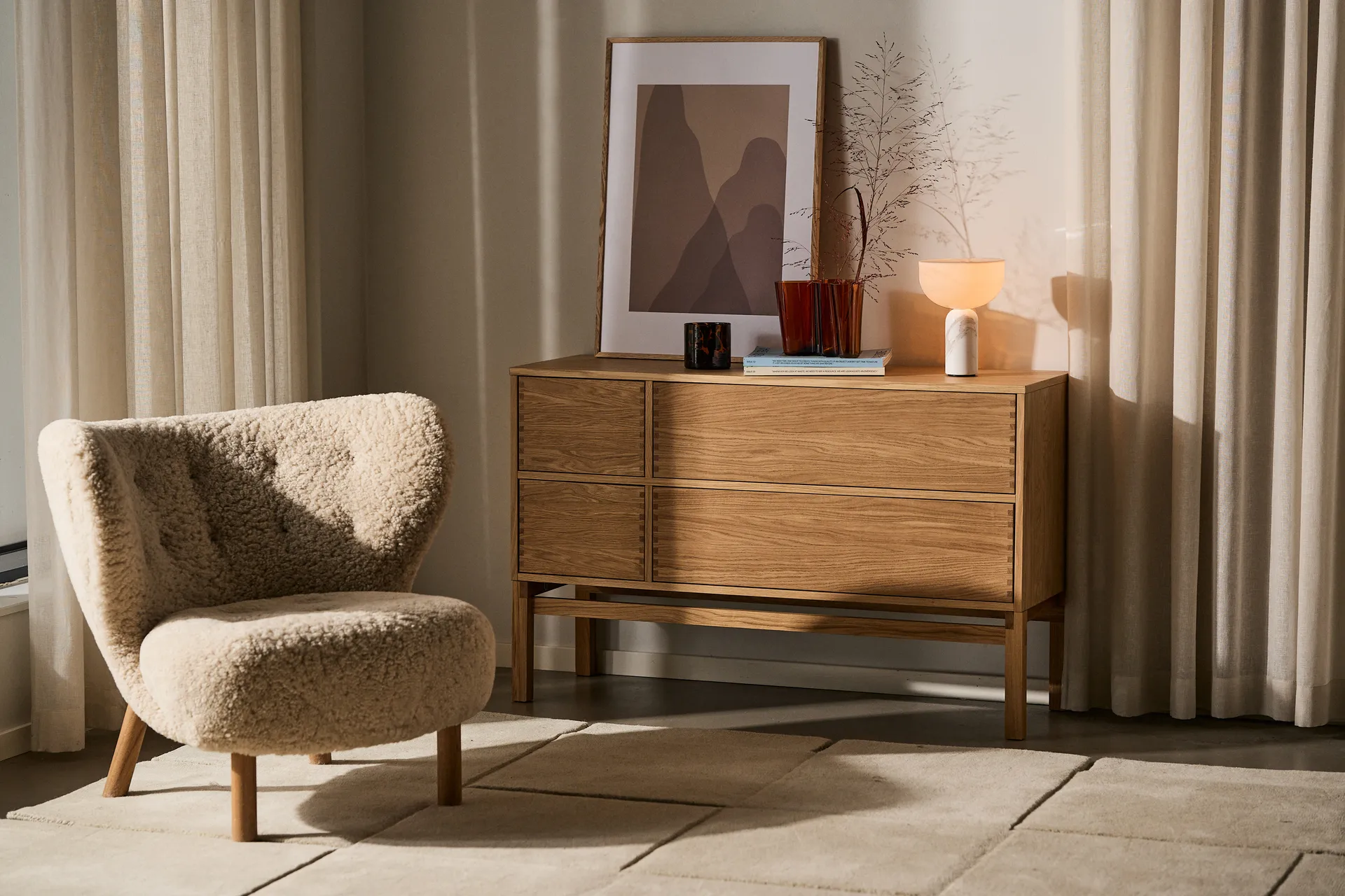 Little Petra VB1 fauteuil, Wit geolied eikenhout-Moonlight &Tradition