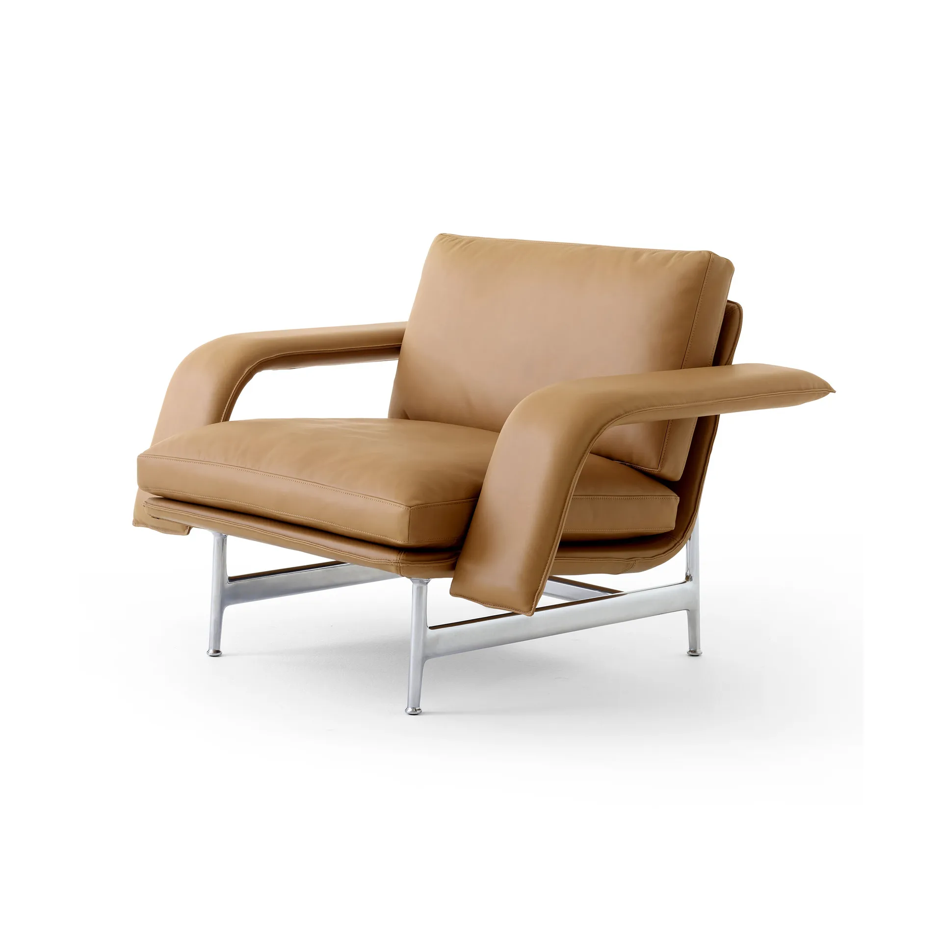 Meantime AV29 loungefauteuil, Pol. aluminium-Noble leather cognac &Tradition