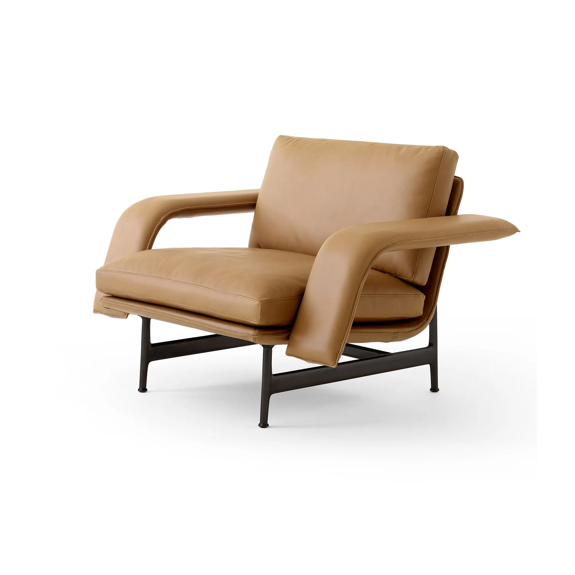 Meantime AV29 loungefauteuil, Warm black-Noble leather Cognac &Tradition