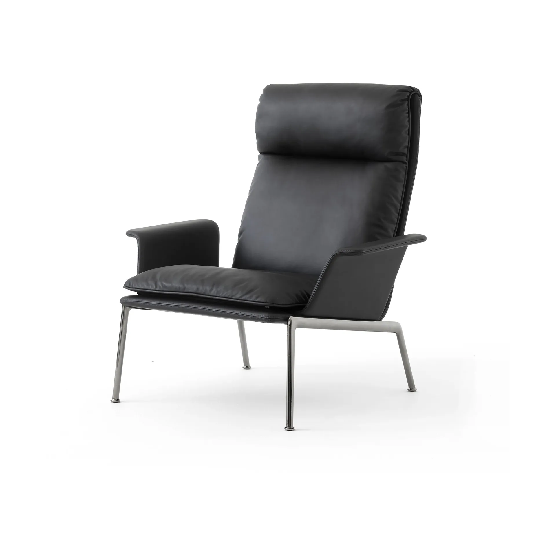Muno LN17 High back loungefauteuil, Dark chrome-Black &Tradition