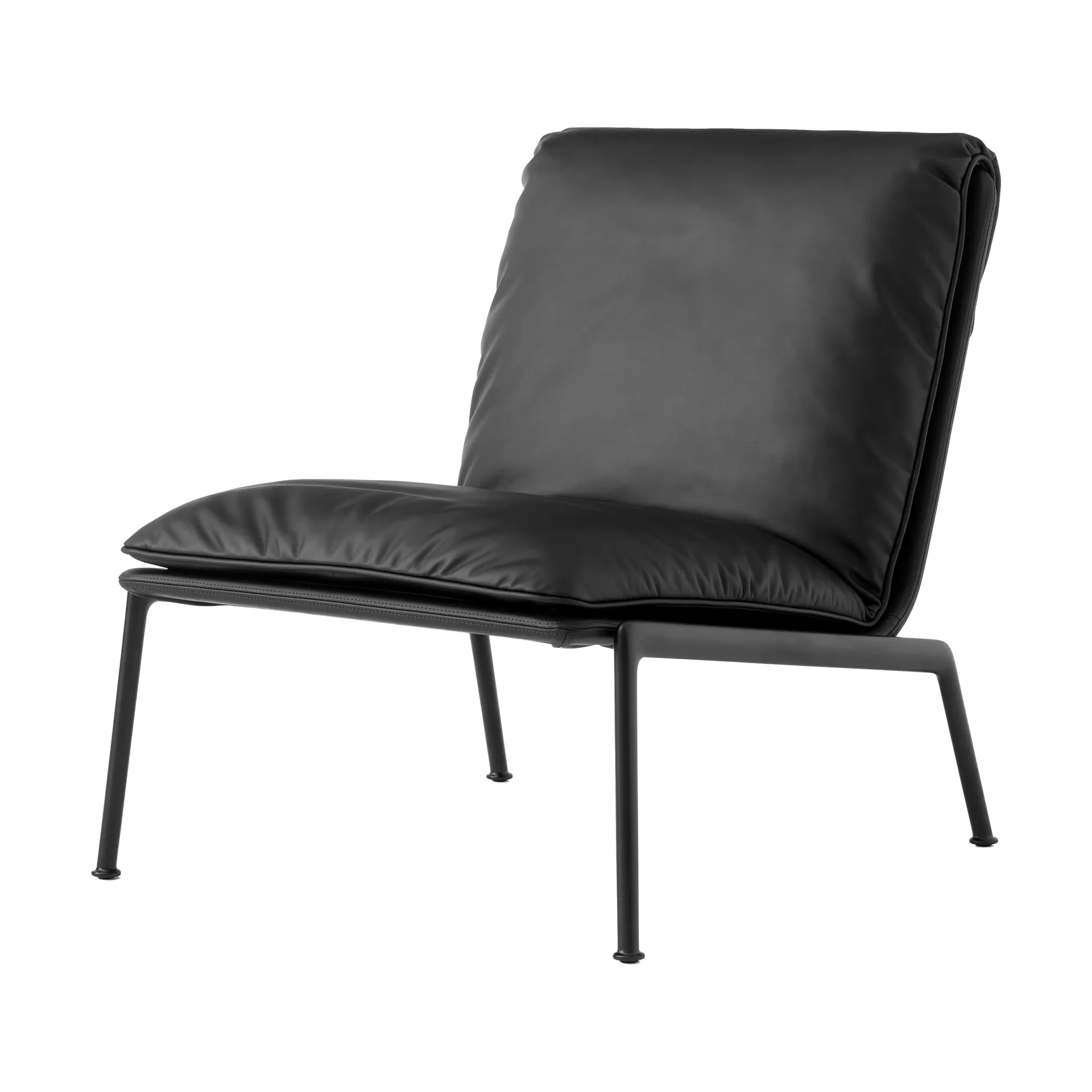 Muno LN18 loungefauteuil, Dark chrome-Noble leather Black &Tradition