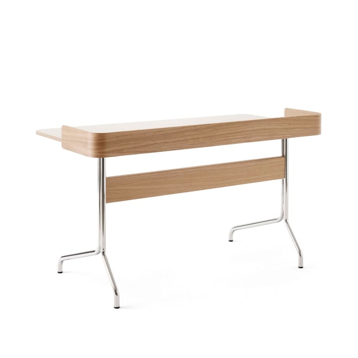 Pavilion AV17 bureau, mushroom linoleum, gelakt eikenhout, verchroomde poten &Tradition