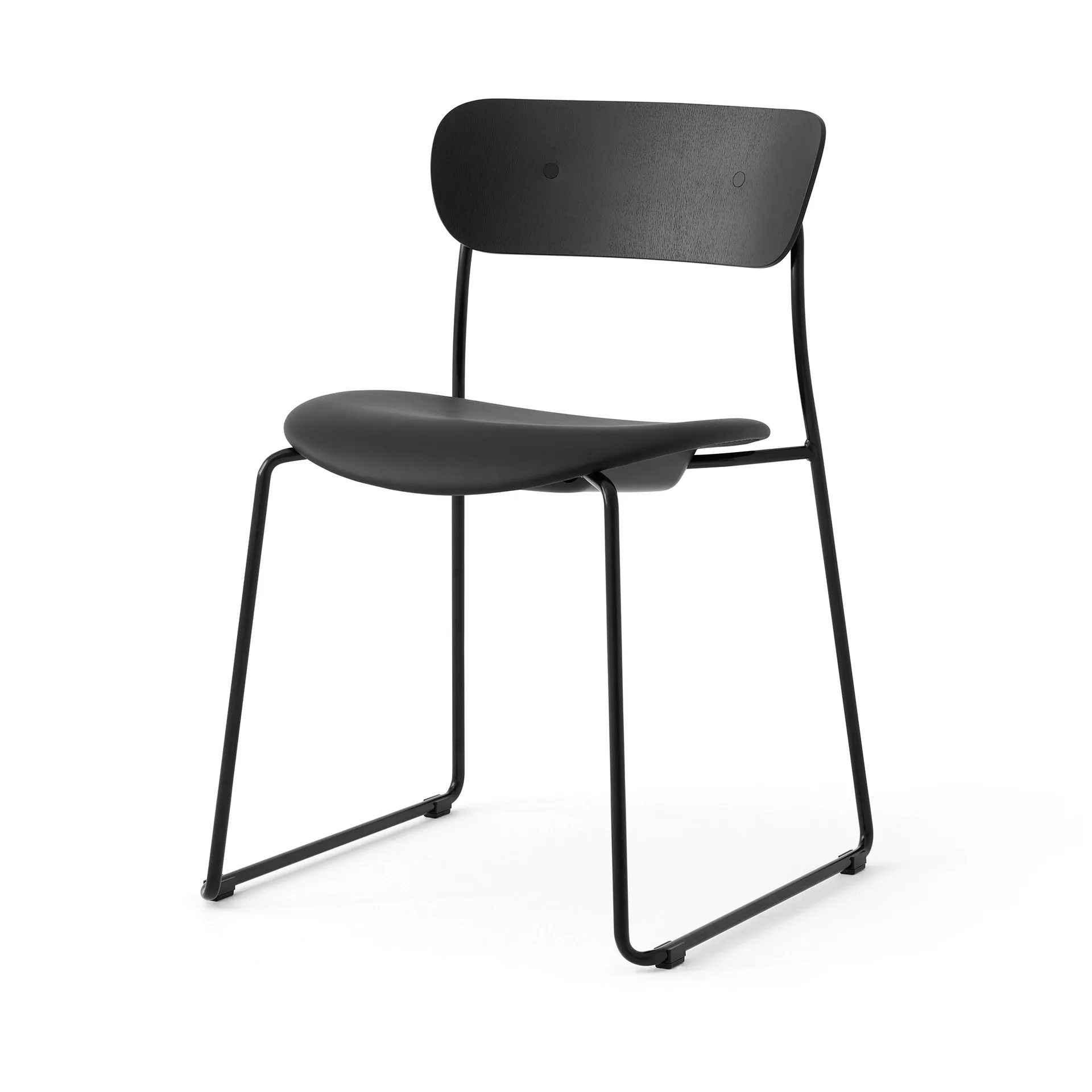 Pavilion AV52 stoel gestoffeerde zitting, Black-Noble leather Black &Tradition