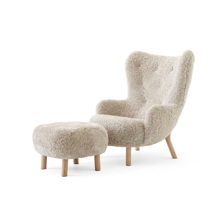 Petra VB3 High fauteuil incl. poef ATD1 - Geoliede eiken-Sheepskin Moonlight - &Tradition