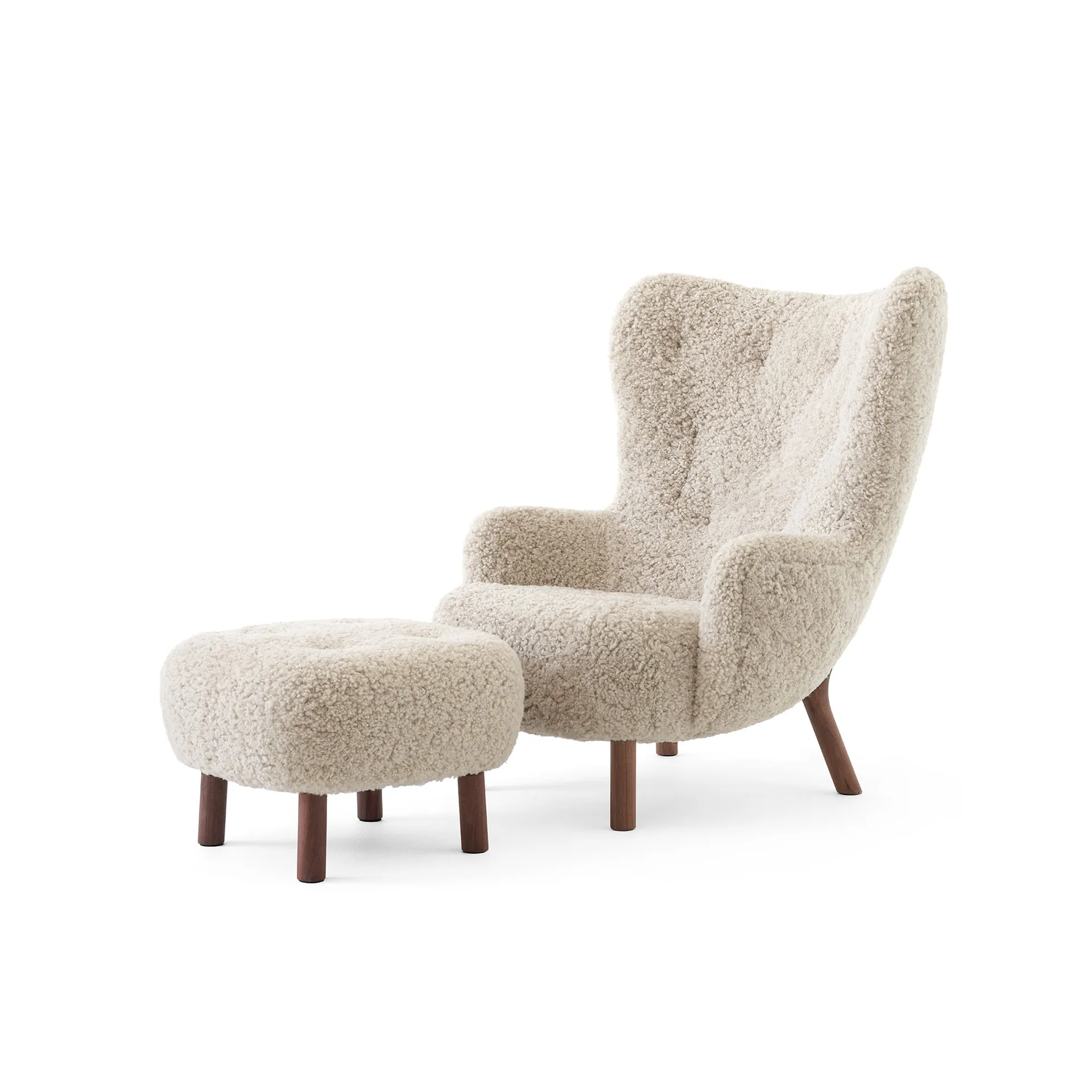 Petra VB3 High fauteuil incl. poef ATD1, Geoliede walnoot-Sheepskin Moonlight &Tradition
