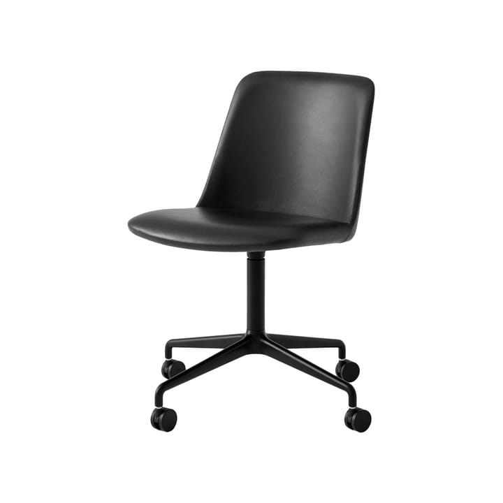 Rely HW23 bureaustoel - leer silk black, zwart onderstel - &Tradition