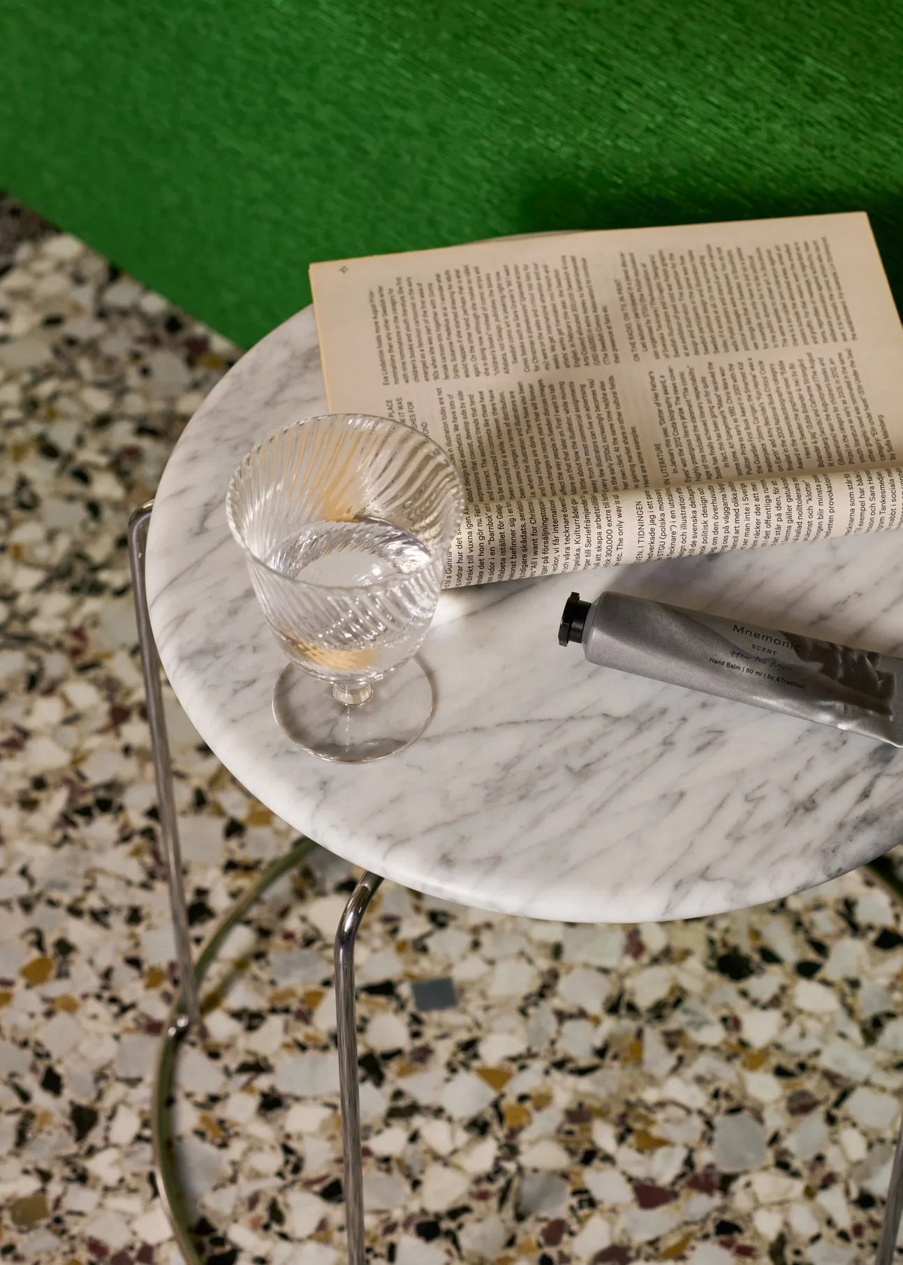 Wire Stool VP11 bovenblad Ø38 cm, Marmer Bianco Carrara &Tradition