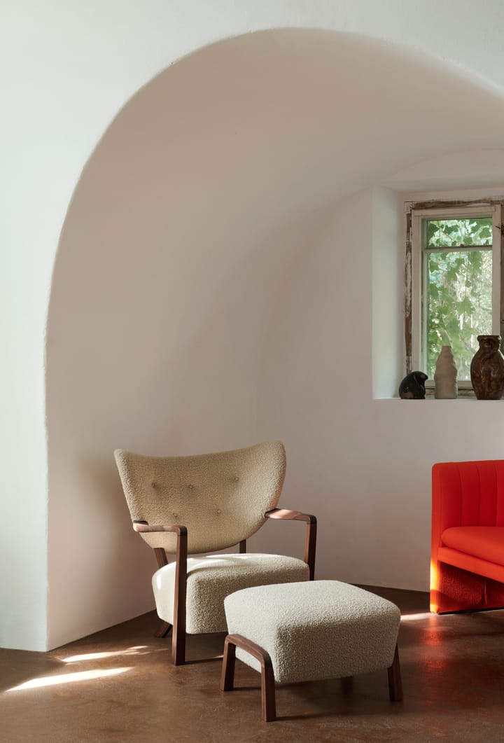 Wulff Lounge Chair ATD2 fauteuil incl. poef ATD3, Geolied walnoot-Karakorum &Tradition