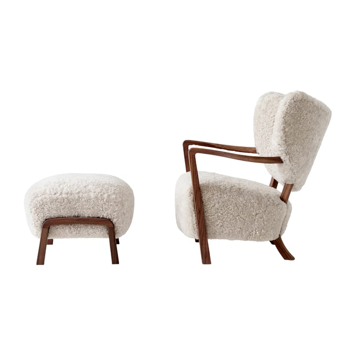 Wulff Lounge Chair ATD2 fauteuil incl. poef ATD3, Geolied walnoot-Moonlight &Tradition