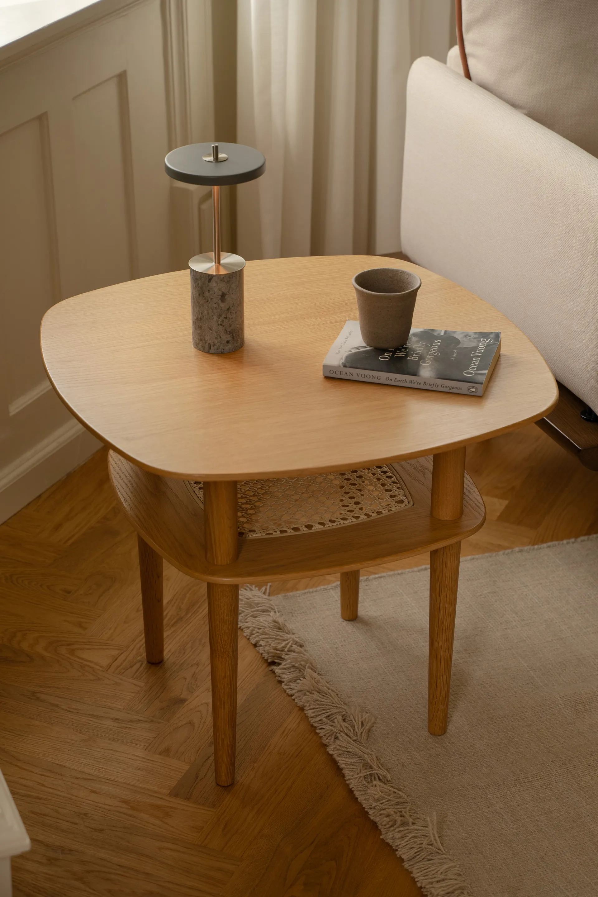 Asteria Move Mini tafellamp Ø12x25,5 cm, Grey Marble-brass Umage