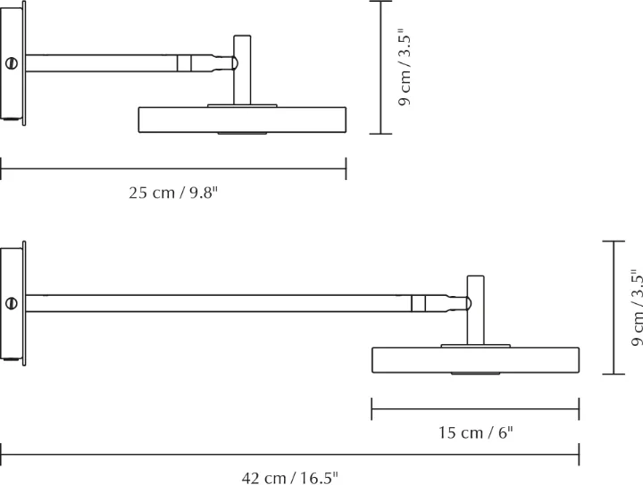 Asteria Wall wandlamp, Long, Black-brass Umage