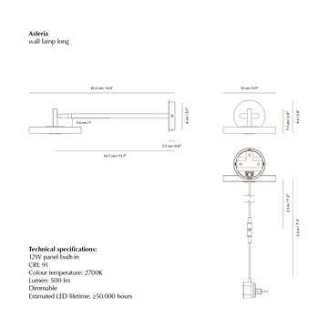 Asteria Wall wandlamp - Long, Nuance olive-chrome - Umage