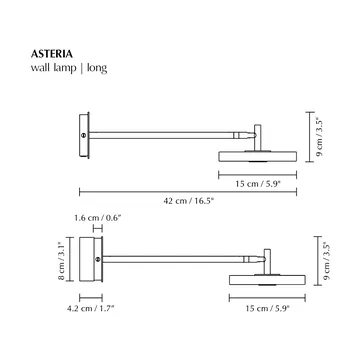 Asteria Wall wandlamp - Long, Polished brass - Umage