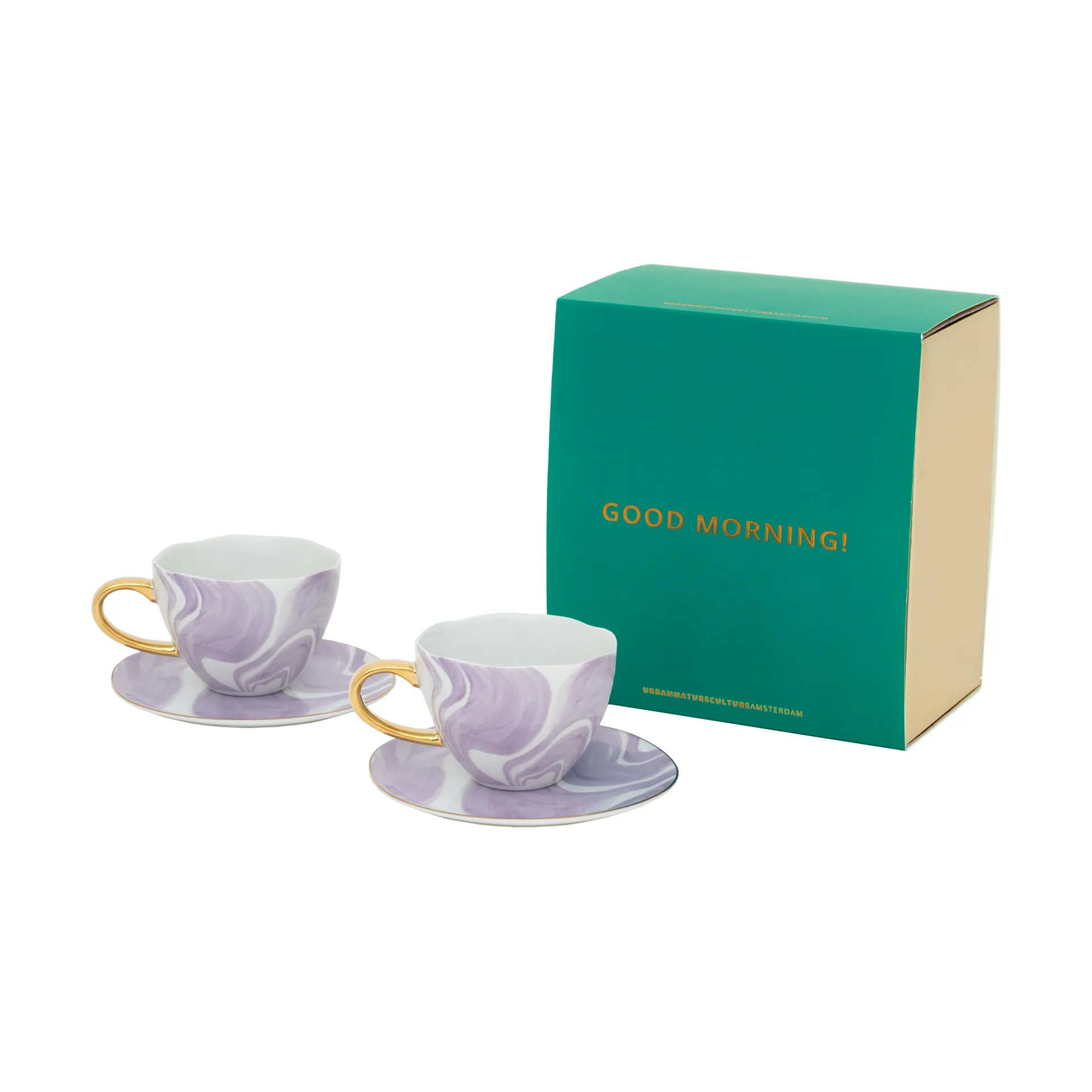 Good Morning geschenkset Cappuccino mok & schotel 2-pack, Valuri violet URBAN NATURE CULTURE
