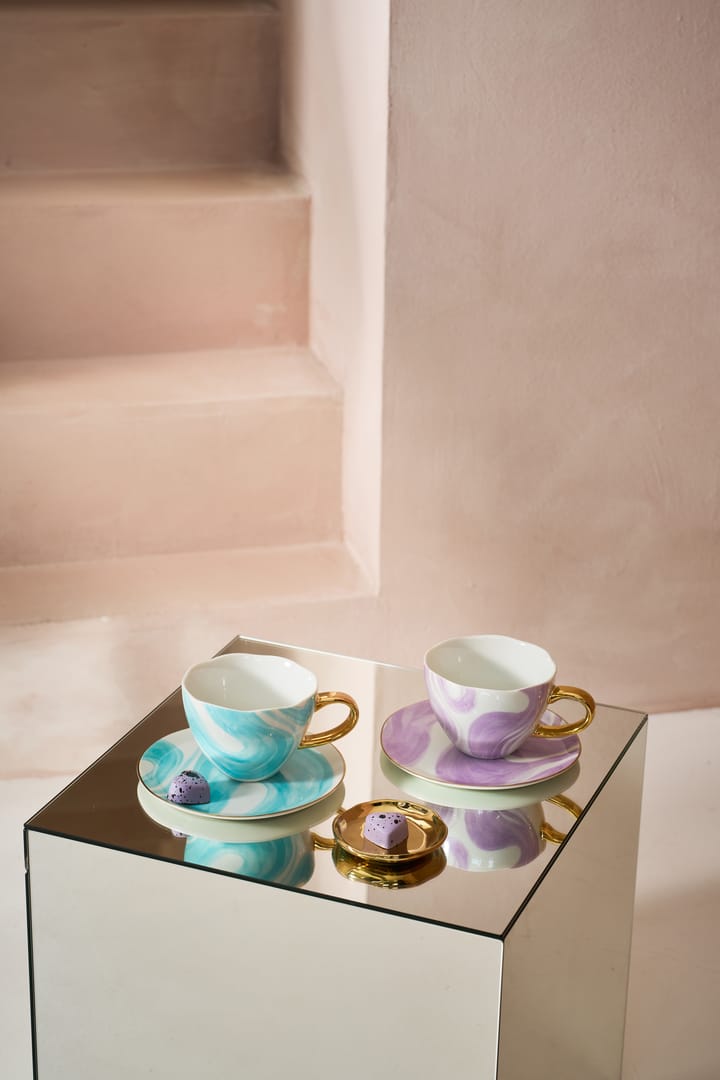 Good Morning geschenkset Cappuccino mok & schotel 2-pack, Valuri violet URBAN NATURE CULTURE