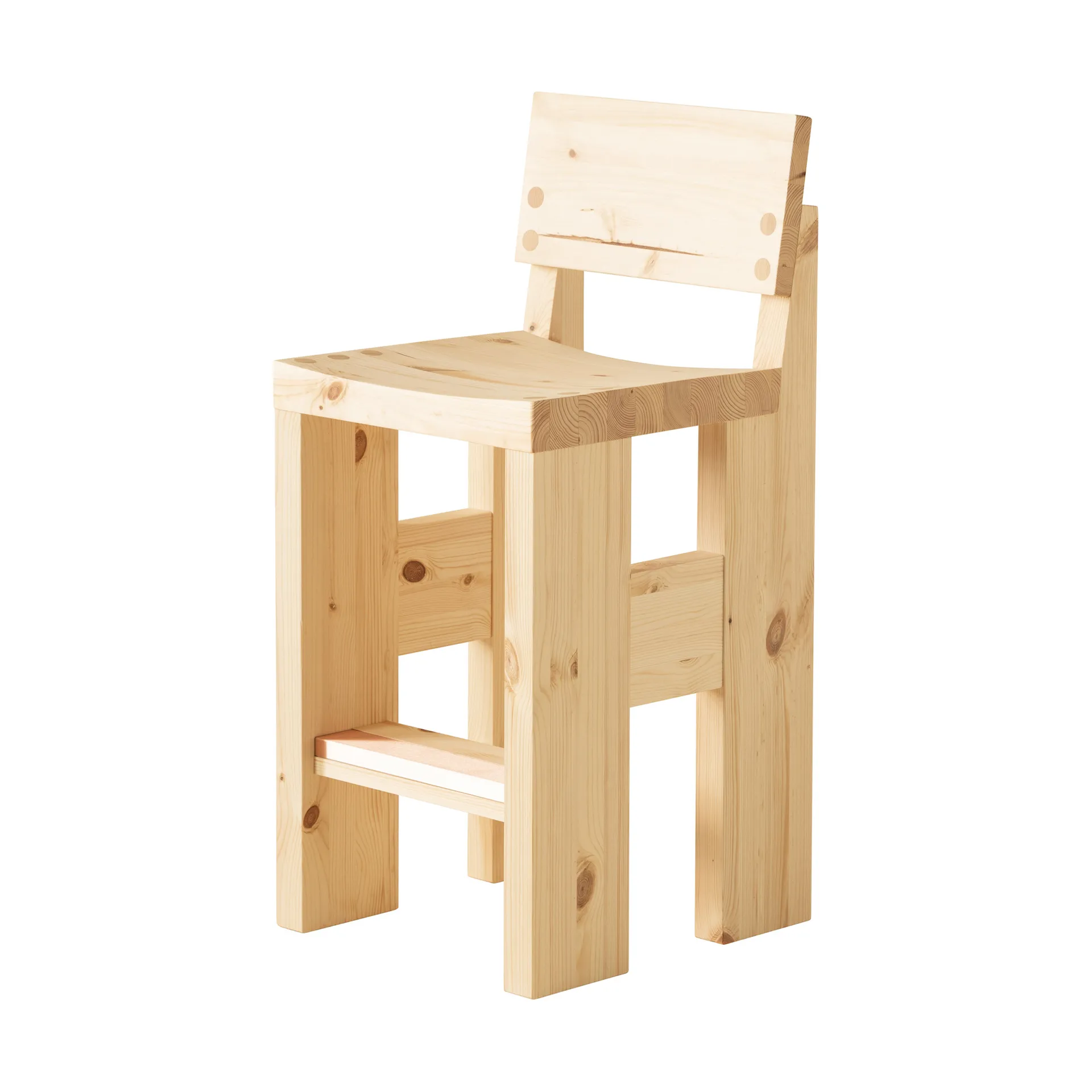 001 Bar Stool barkruk, Mat geolied en gewaxt grenen, 65 cm Vaarnii