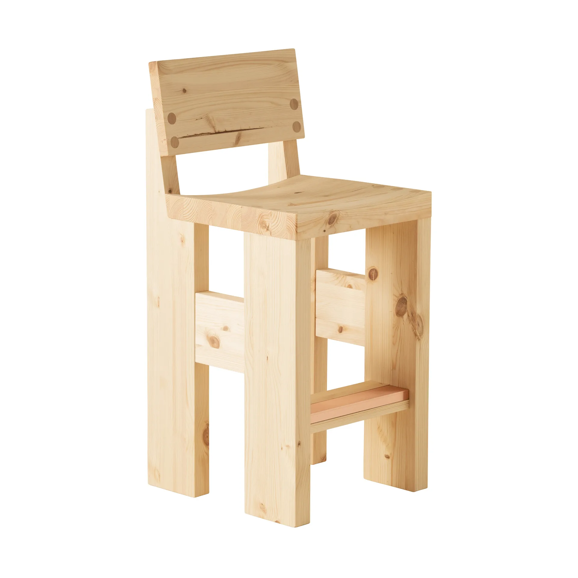 001 Bar Stool barkruk, Mat geolied en gewaxt grenen, 65 cm Vaarnii
