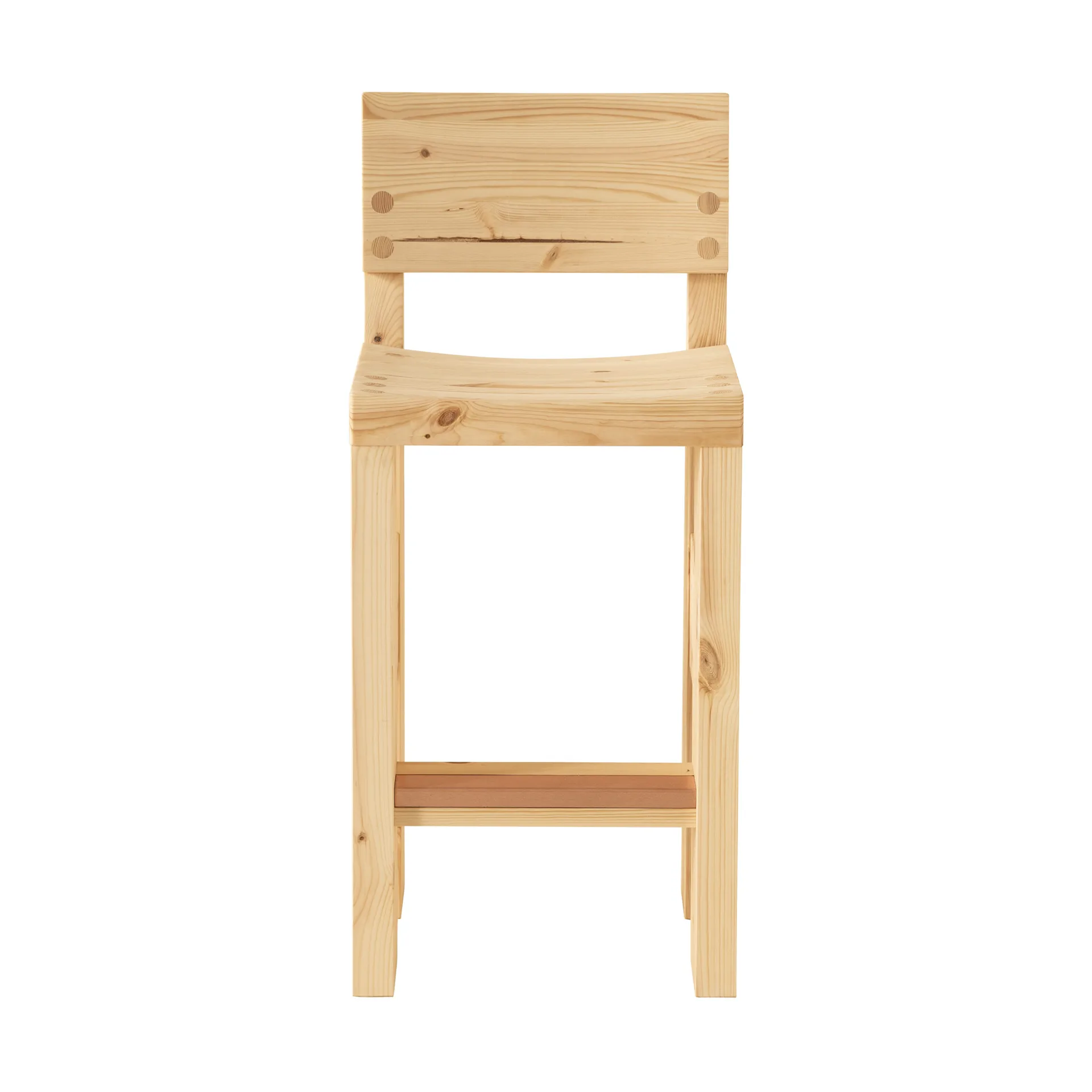 001 Bar Stool barkruk, Mat geolied en gewaxt grenen, 65 cm Vaarnii