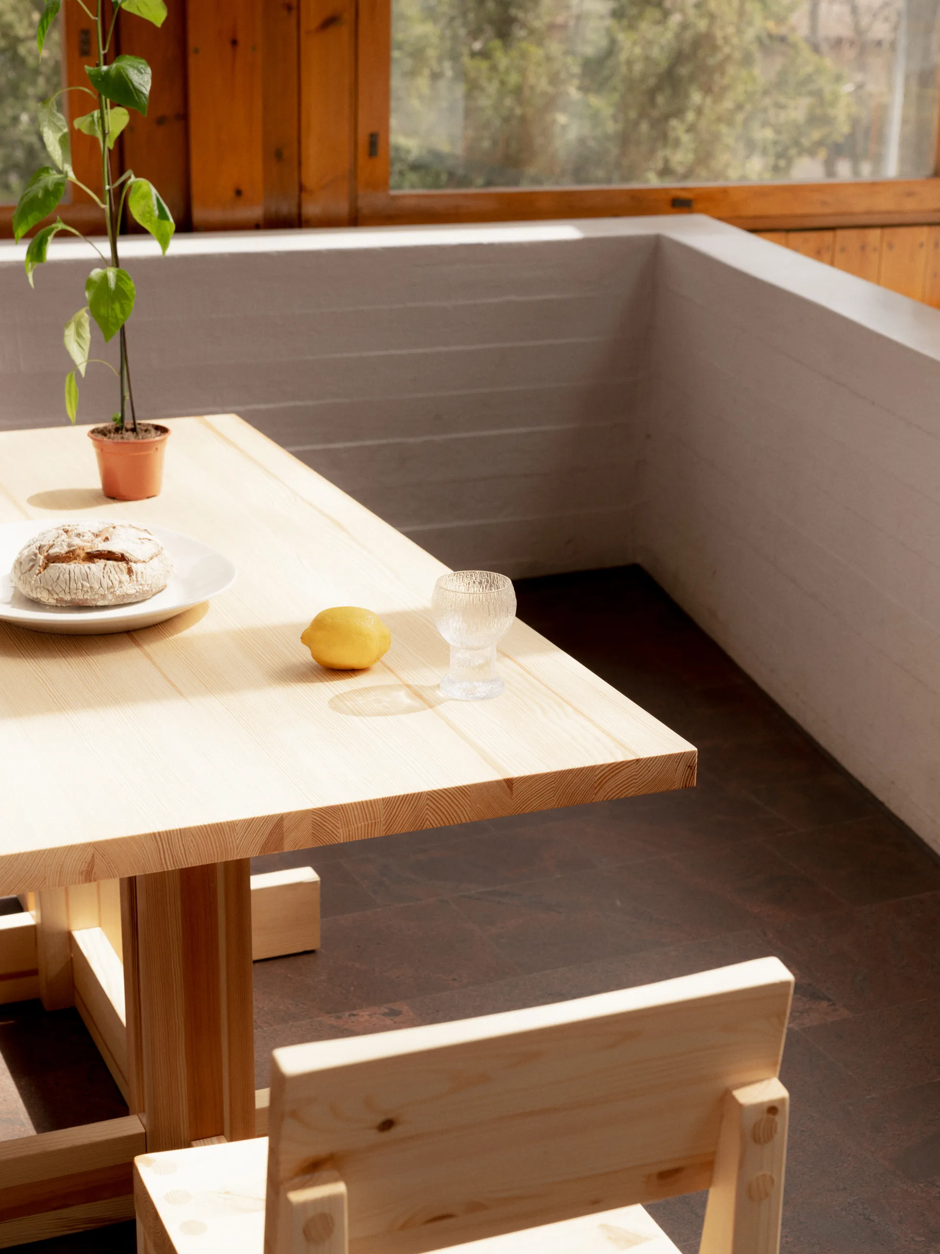 001 Dining Chair stoel, Mat geolied en gewaxt grenen Vaarnii