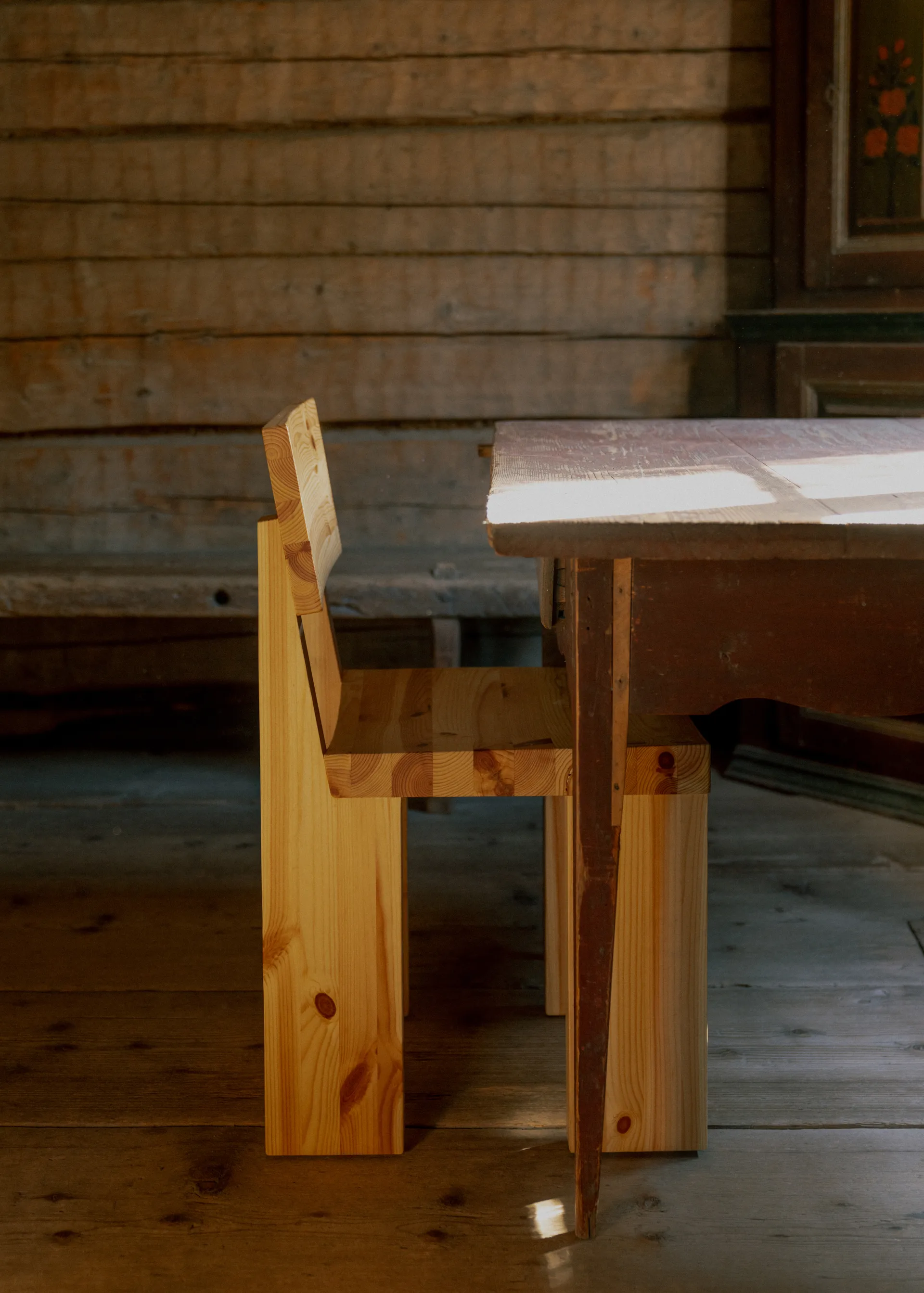 001 Dining Chair stoel, Mat geolied en gewaxt grenen Vaarnii