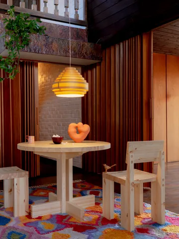 001 Dining Table eettafel - Mat geolied en gewaxt grenen, Ø100x74 cm - Vaarnii