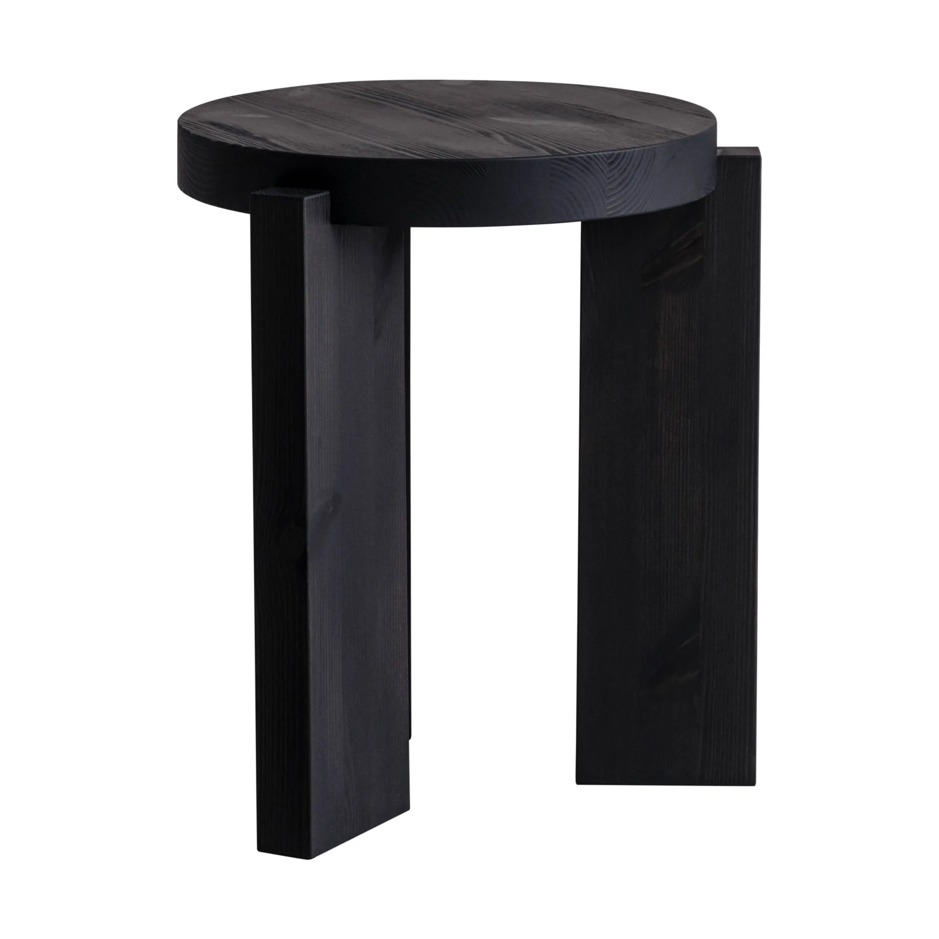001 Stool kruk, Zwart gebeitst grenen, Ø40x44 cm Vaarnii