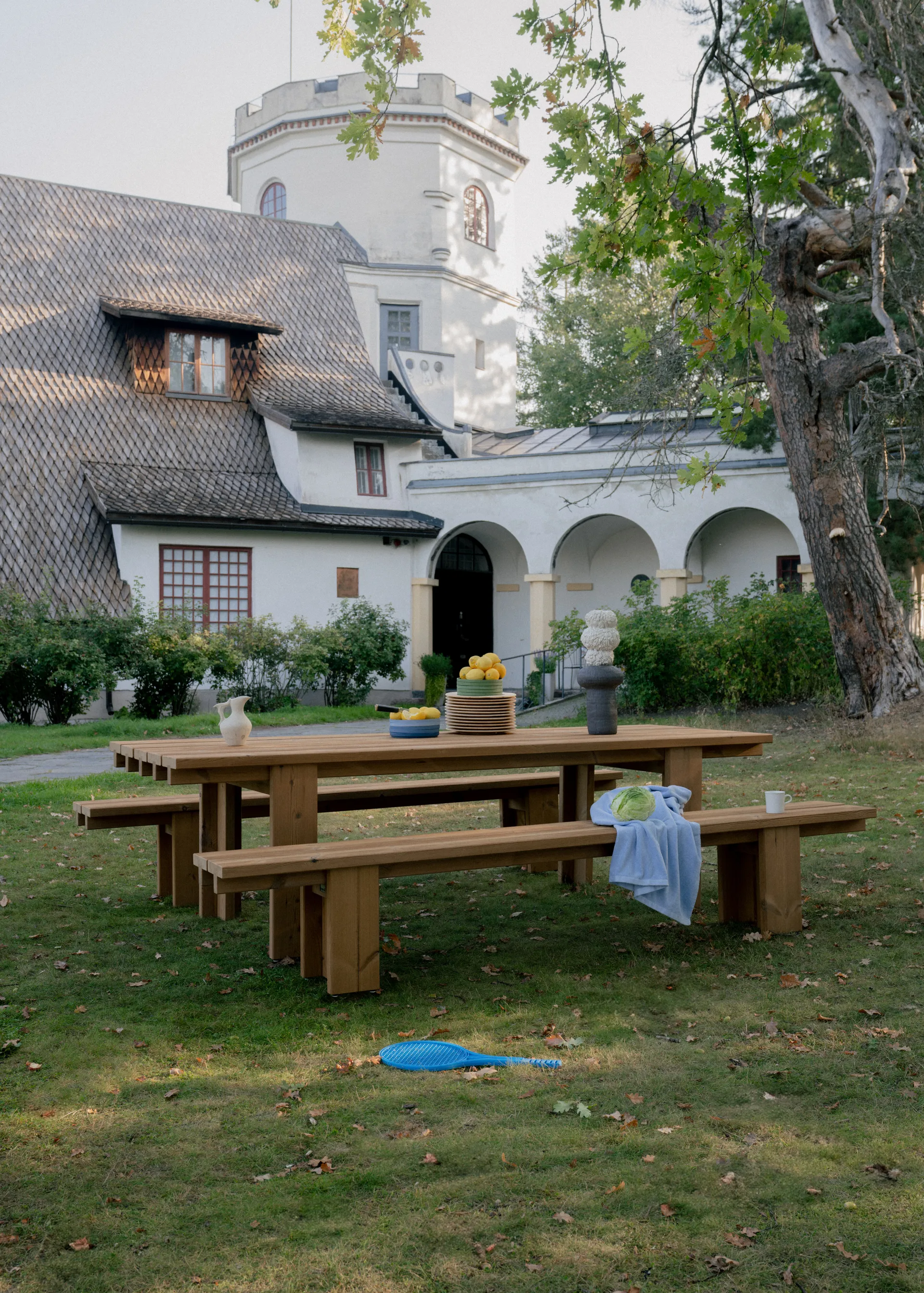 013 Osa Outdoor Bench bank, Warmtebehandeld grenen, 270x37x49 cm Vaarnii