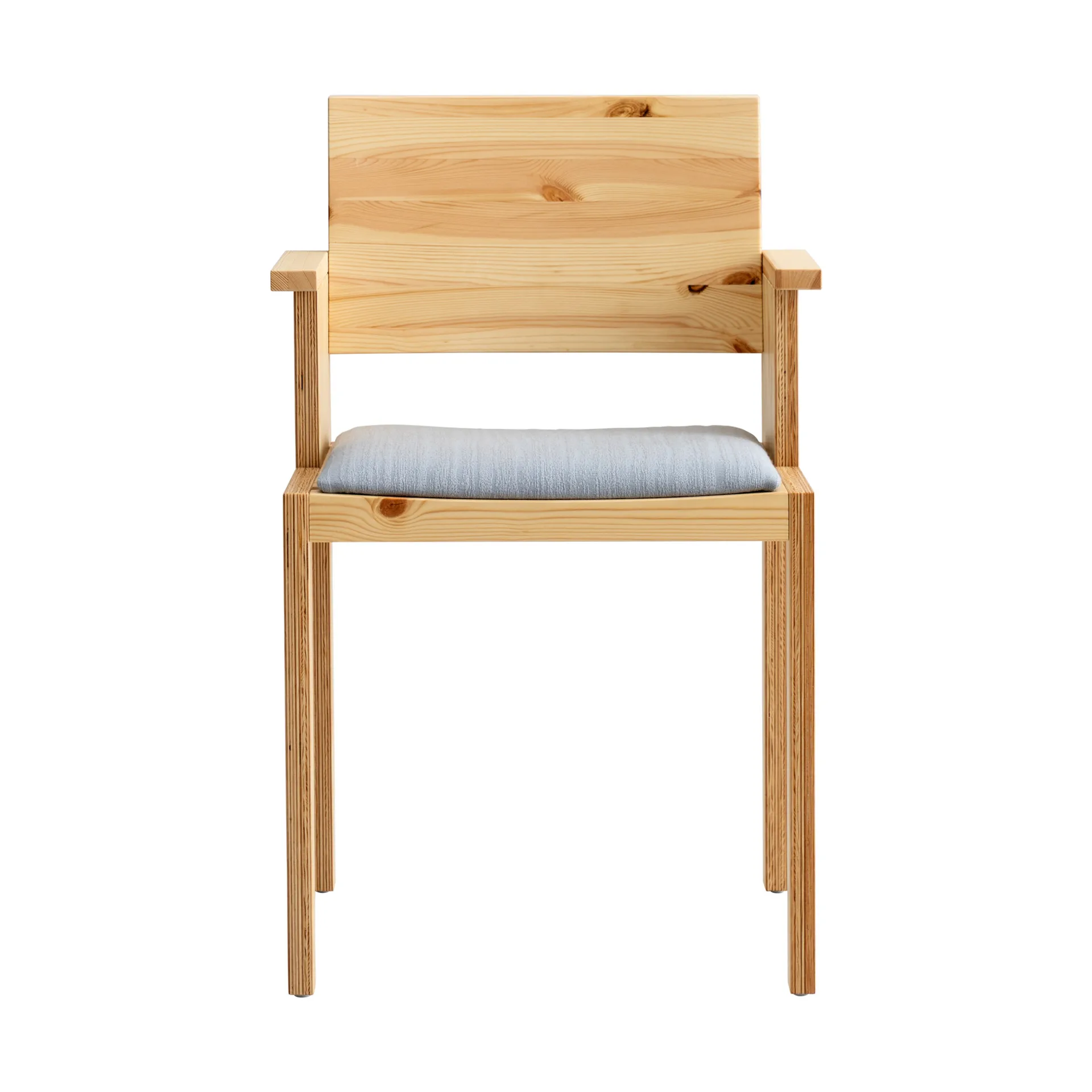 016 Maasto Dining Armchair armstoel, Mat geolied en gewaxt grenen, gestoffeerde zitting grijs Vaarnii