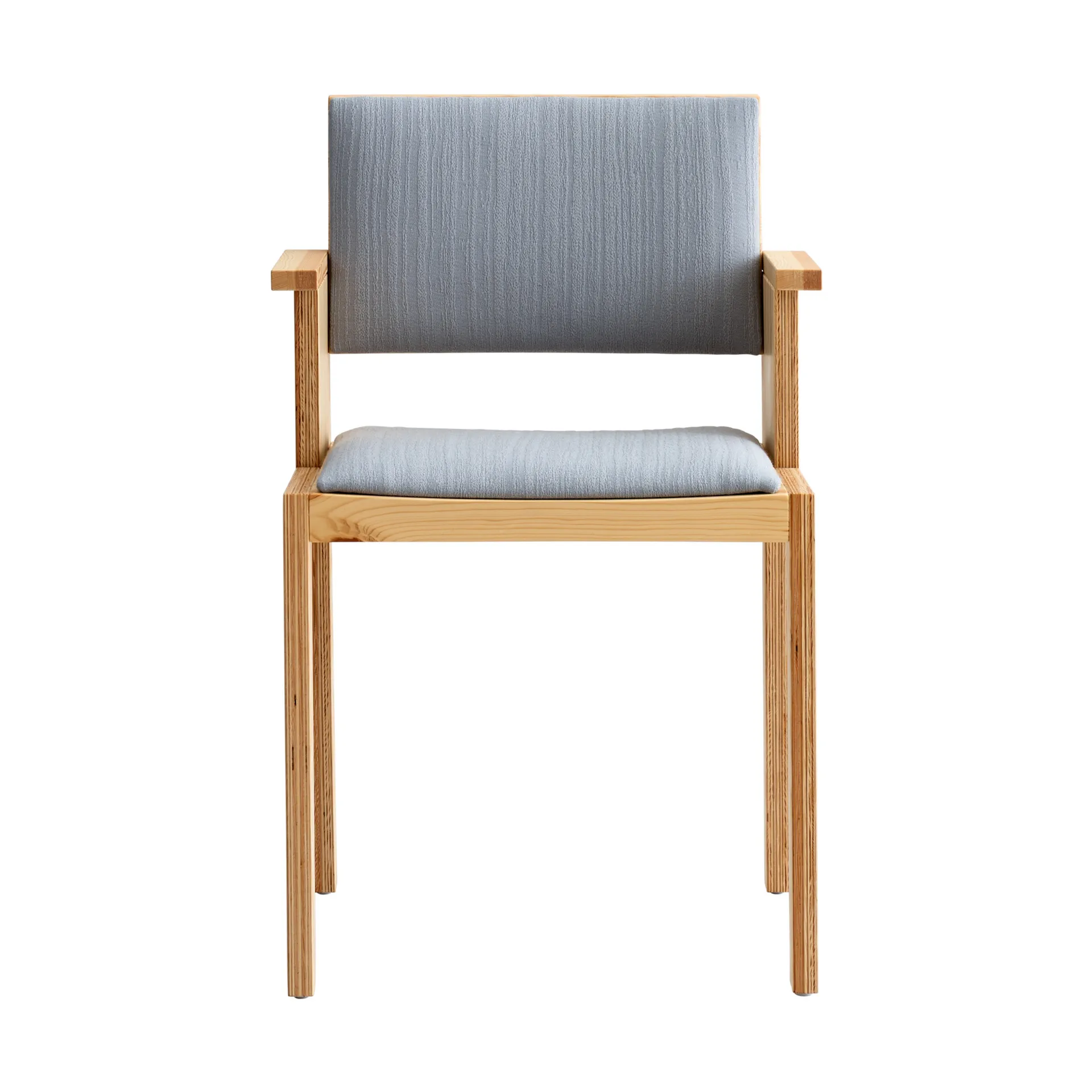 016 Maasto Dining Armchair armstoel, Mat geolied en gewaxt grenen, voorkant gestoffeerd grijs Vaarnii