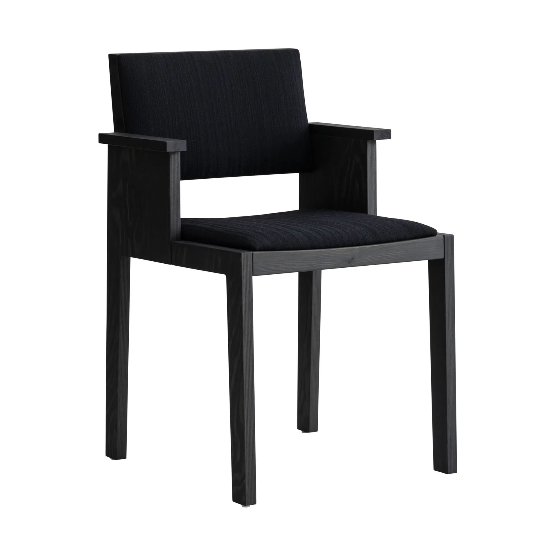 016 Maasto Dining Armchair armstoel, Zwart gebeitst grenen, voorkant gestoffeerd zwart Vaarnii