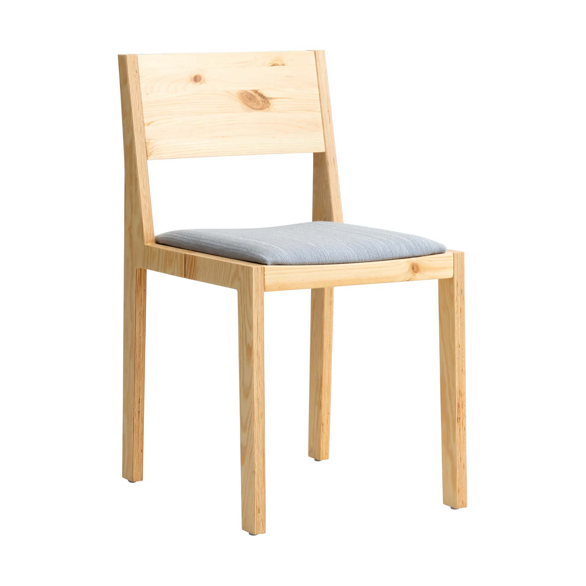 016 Maasto Dining Chair stoel, Mat geolied en gewaxt grenen, gestoffeerde zitting grijs Vaarnii