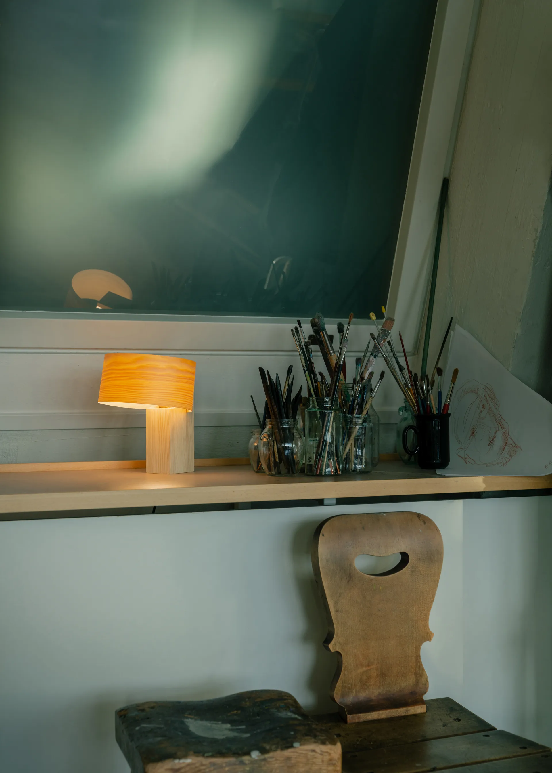 018 Hoop Table Lamp tafellamp, Mat geolied en gewaxt grenen, 23 cm Vaarnii