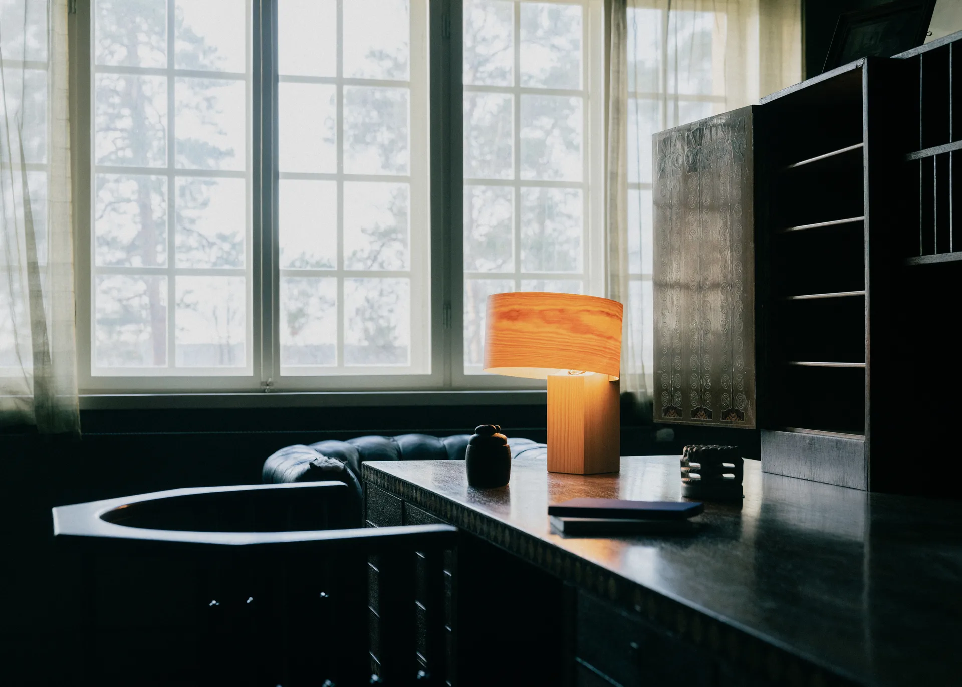 018 Hoop Table Lamp tafellamp, Mat geolied en gewaxt grenen, 34 cm Vaarnii