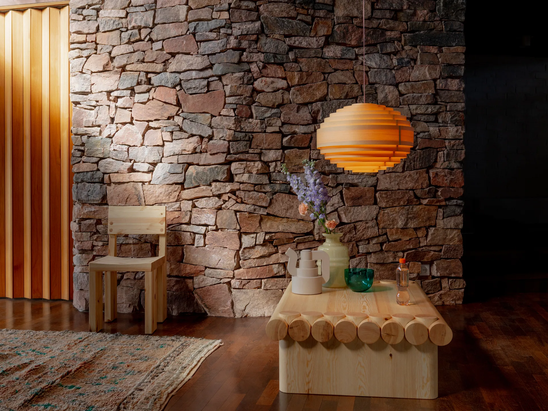 1002 Hans Pendant hanglamp, Mat geolied en gewaxt grenen, XL Ø70 cm Vaarnii