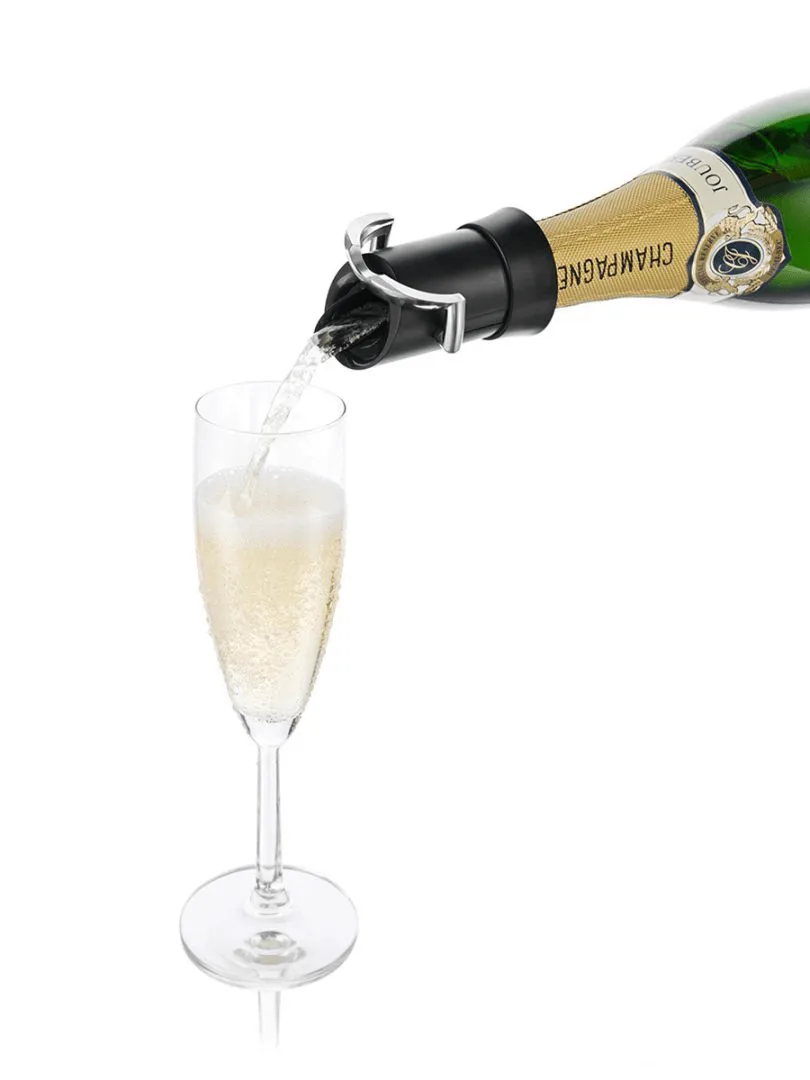 Vacuvin champagneafsluiter en serveerder, Zwart Vacuvin