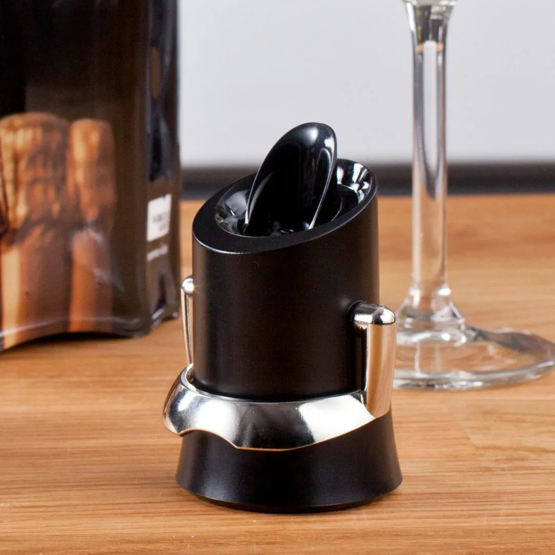 Vacuvin champagneafsluiter en serveerder, Zwart Vacuvin