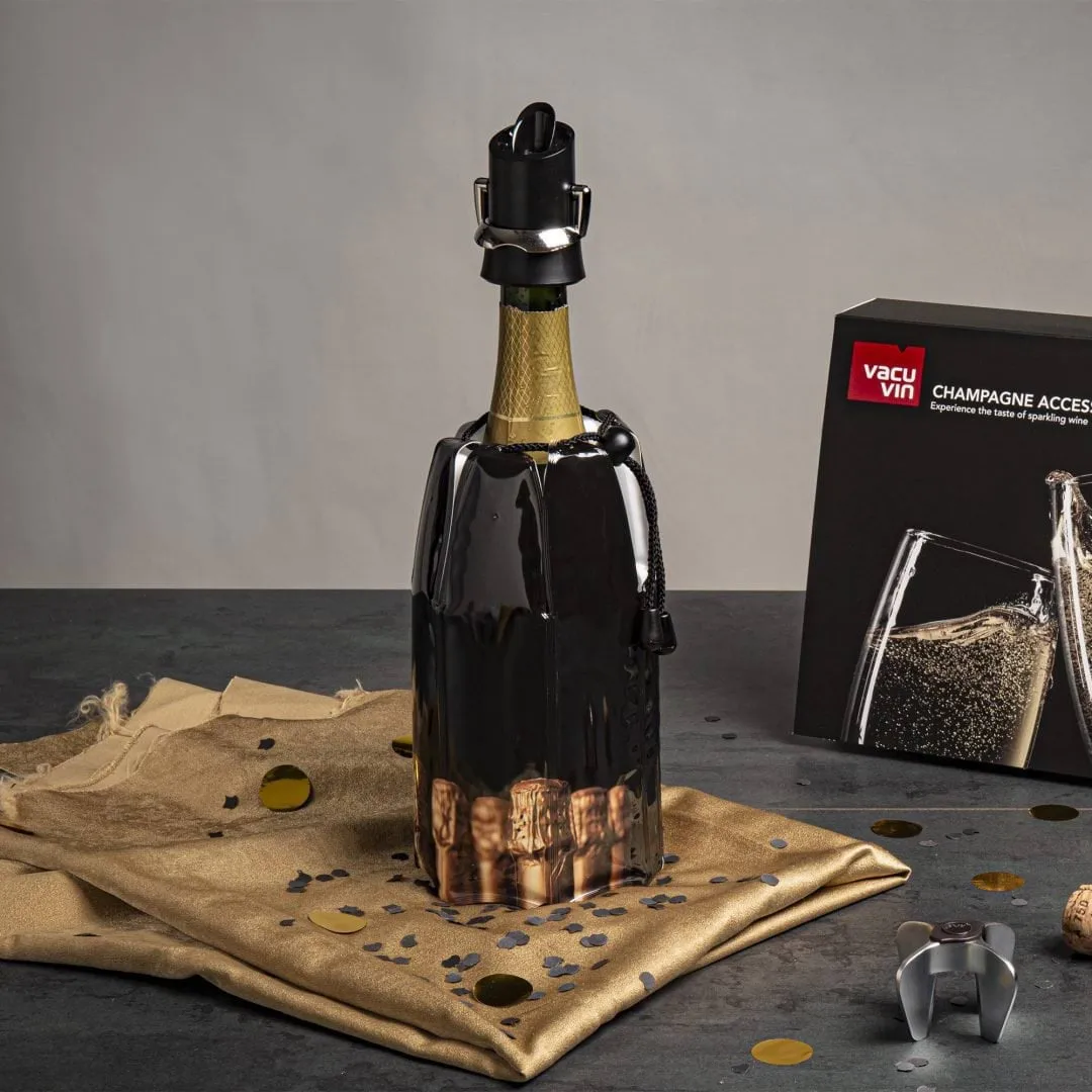 Vacuvin champagneafsluiter en serveerder, Zwart Vacuvin
