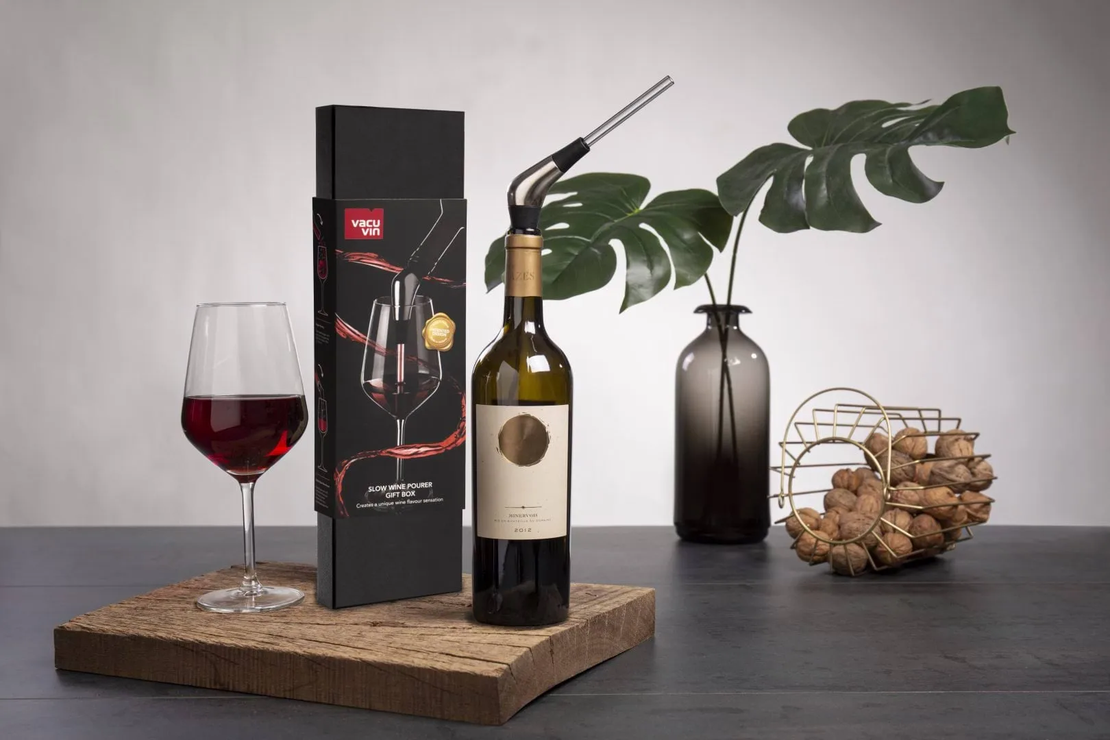 Vacuvin Slow Pourer geschenkset, Zwart Vacuvin