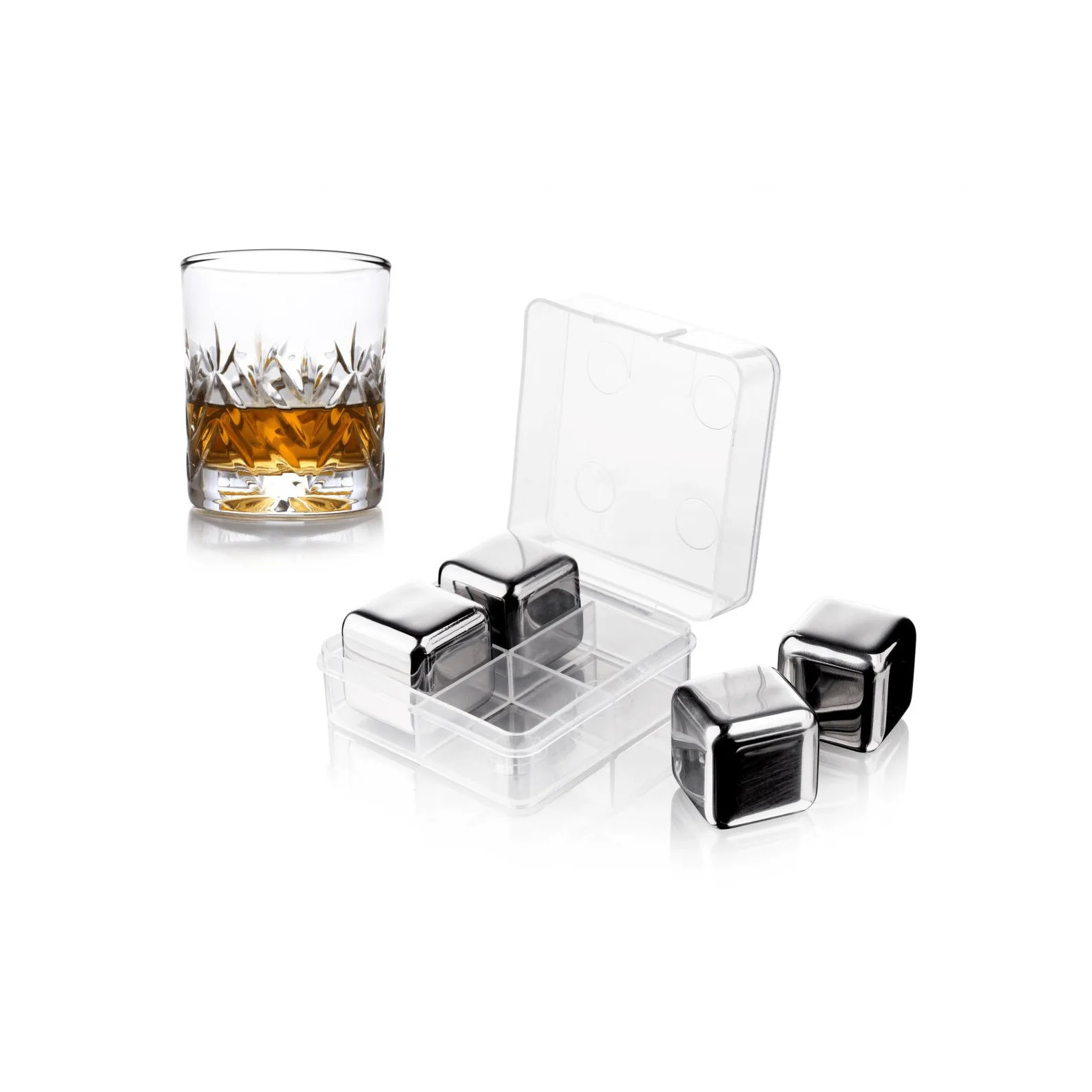 Vacuvin whiskeystenen, Roestvrij staal, 4-pack Vacuvin