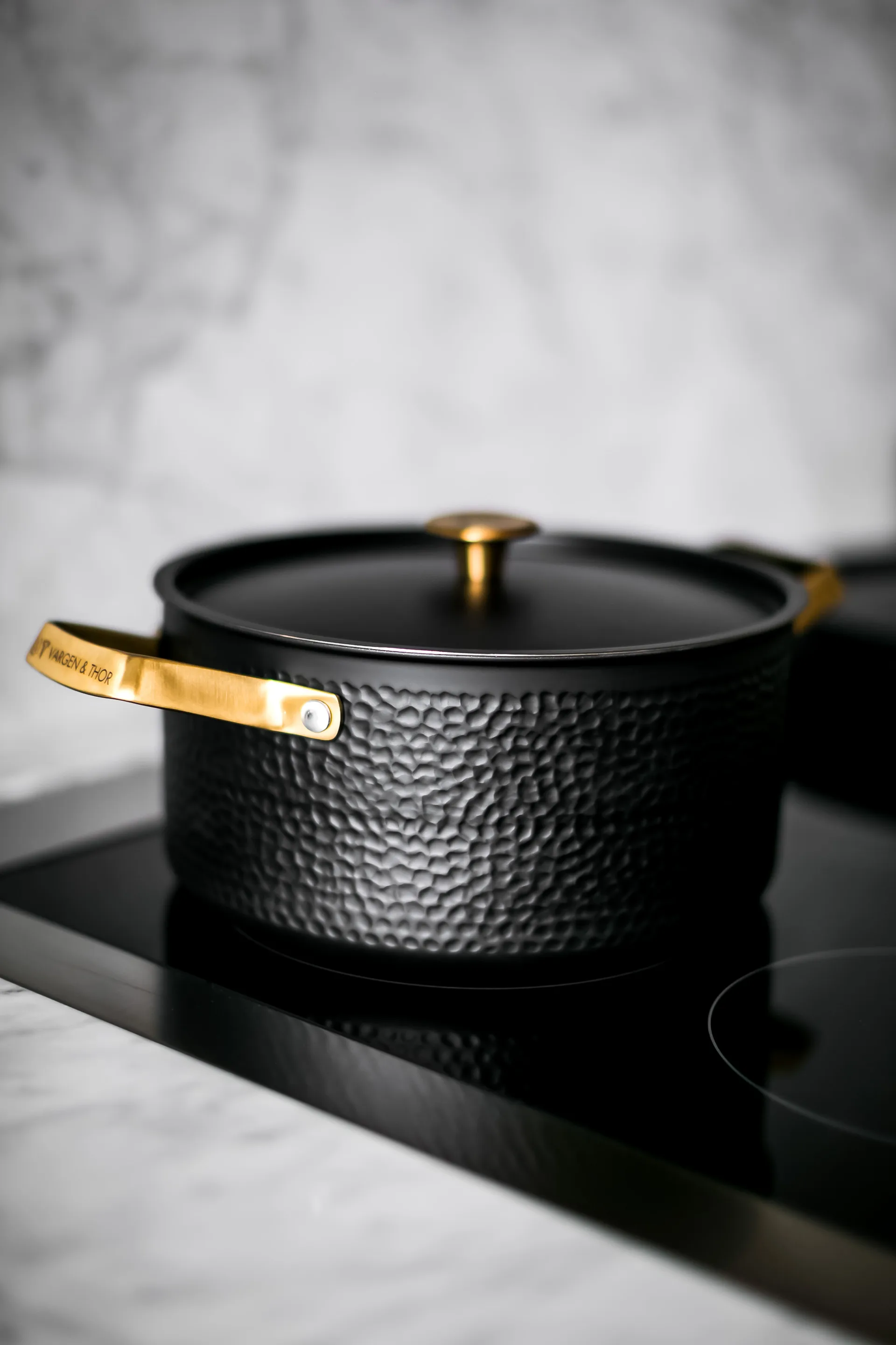 Arvet gehamerde zwarte braadpan met deksel, Mio, 4 L Vargen & Thor